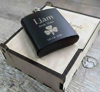 Personalized 6oz Stainless Steel Flask | Custom Engraved Groomsmen Gift | Slainte Design
