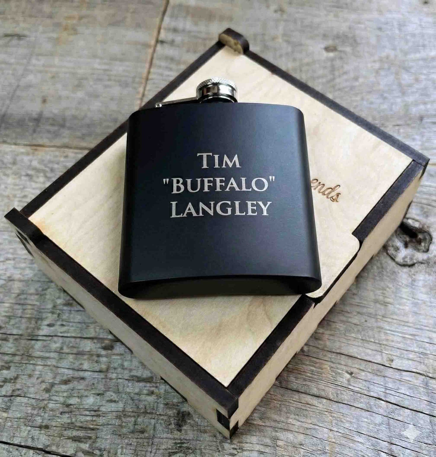 Personalized 6oz Stainless Steel Flask | Custom Engraved Groomsmen Gift | 3 lines of Text