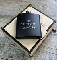 Personalized 6oz Stainless Steel Flask | Custom Engraved Groomsmen Gift | 3 lines of Text