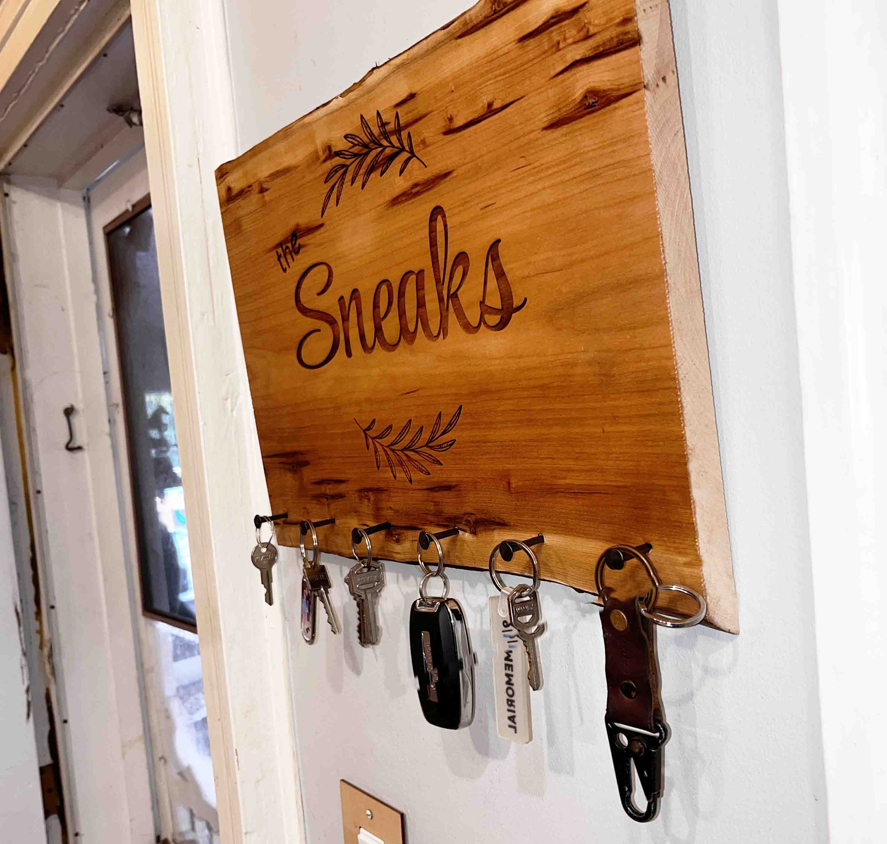 Live Edge Cherry Wood Key Keeper - Memories Made Custom