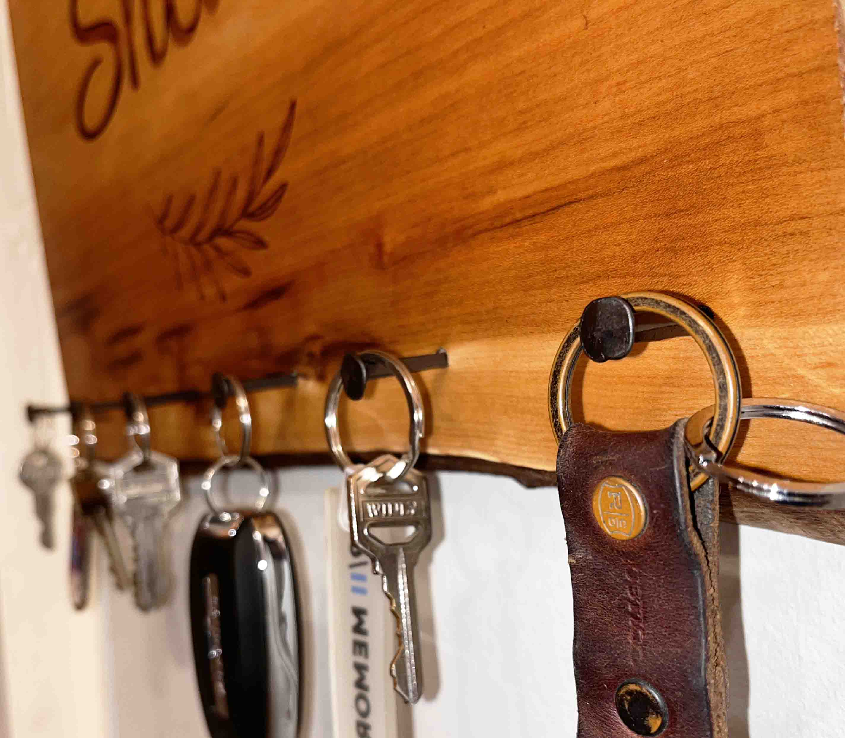 Live Edge Cherry Wood Key Keeper - Memories Made Custom