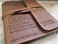 Refillable Journal / Premium Leather / Custom Engraved Memories Made Custom