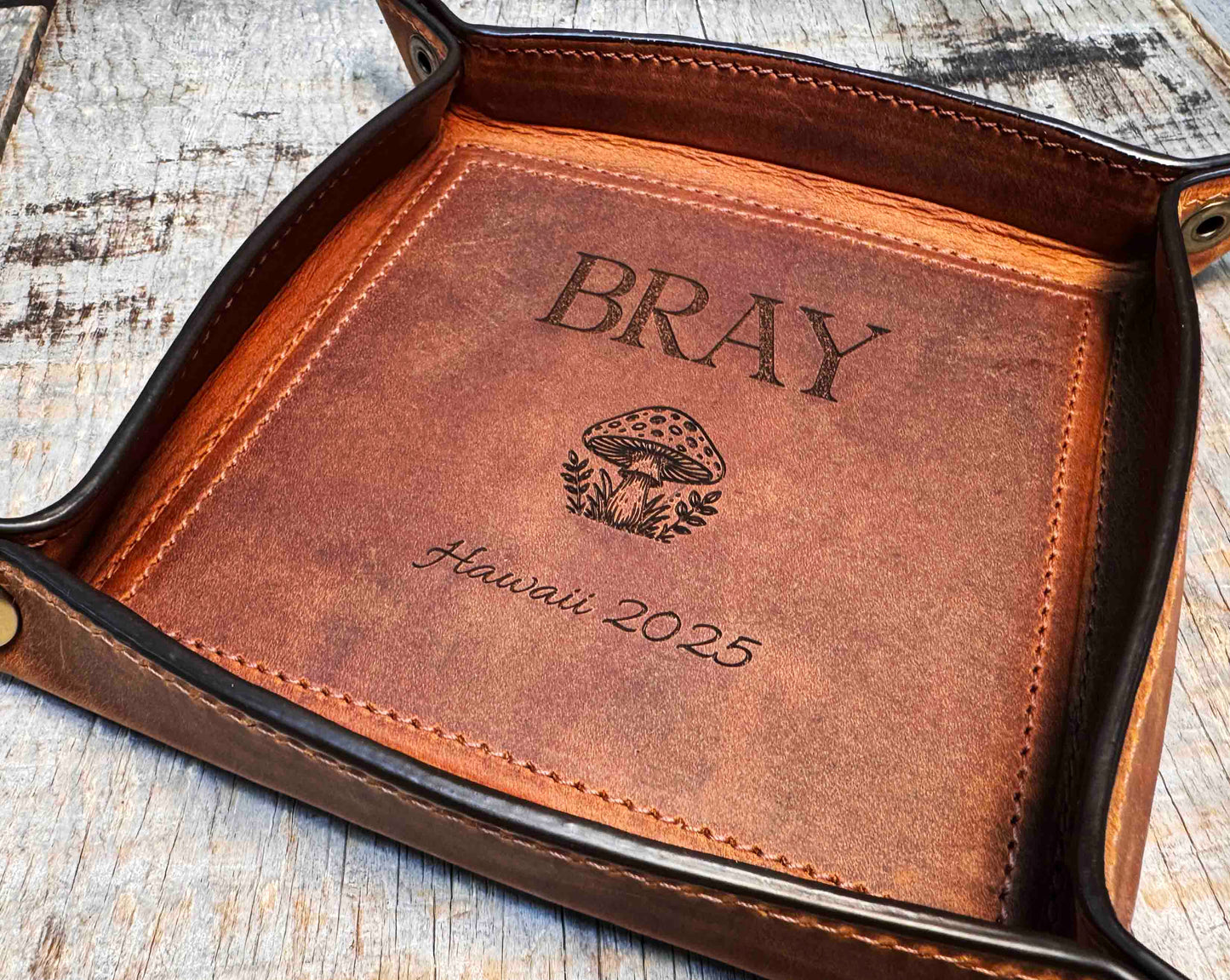 Leather Valet Catch All Tray & Desk Organizer Memories Made Custom