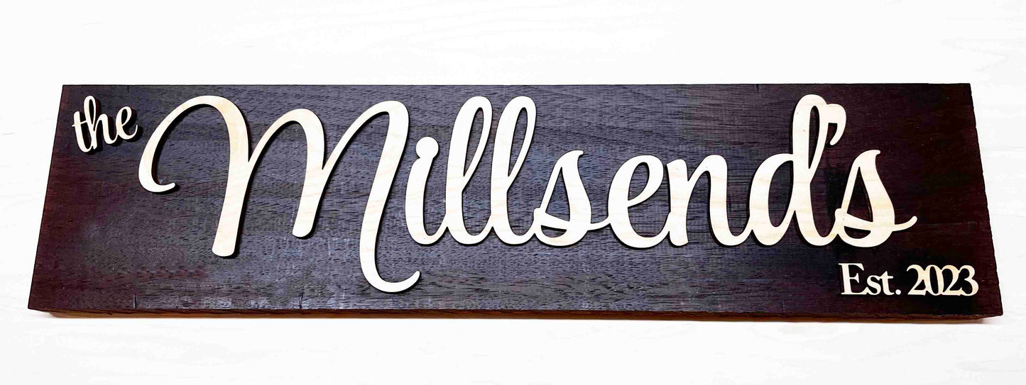 Raised Letter Wooden Family Sign