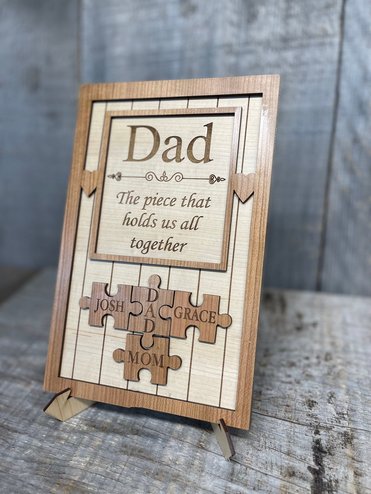 "The  Piece that Holds us Together" Wooden Puzzle Sign.