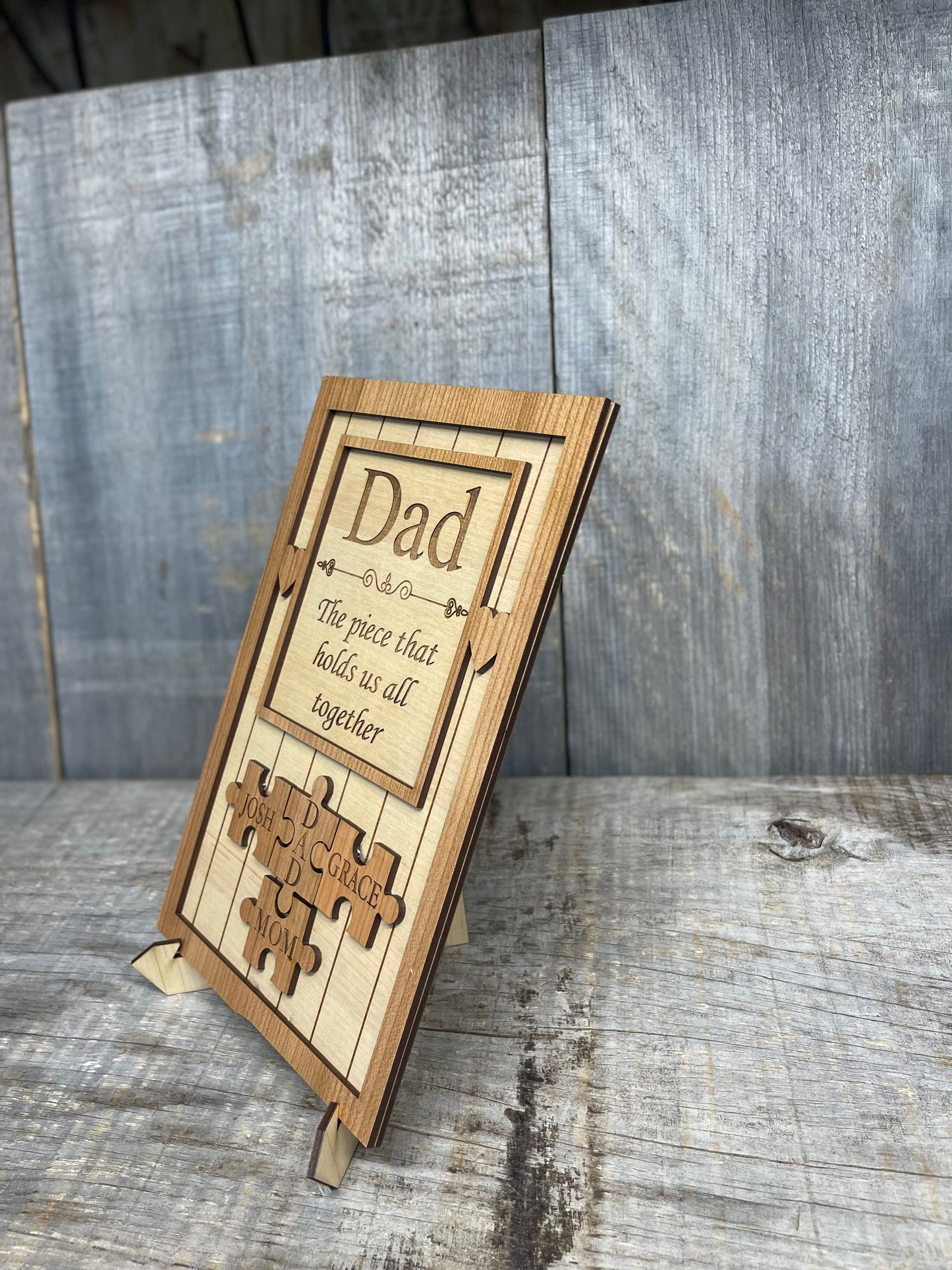 "The  Piece that Holds us Together" Wooden Puzzle Sign.