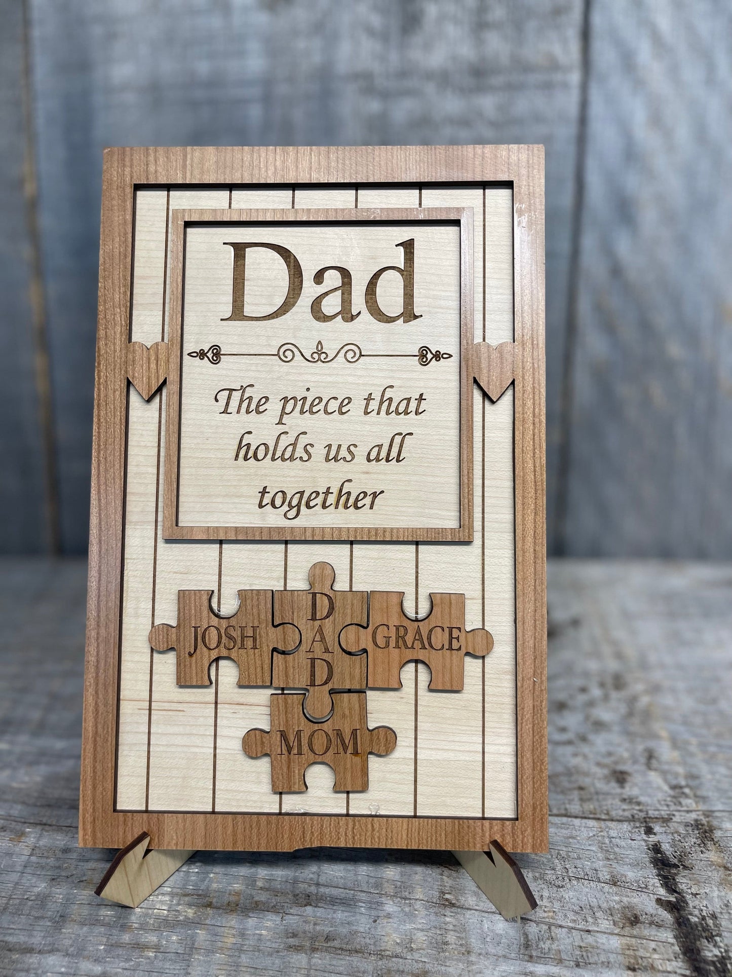 "The  Piece that Holds us Together" Wooden Puzzle Sign.