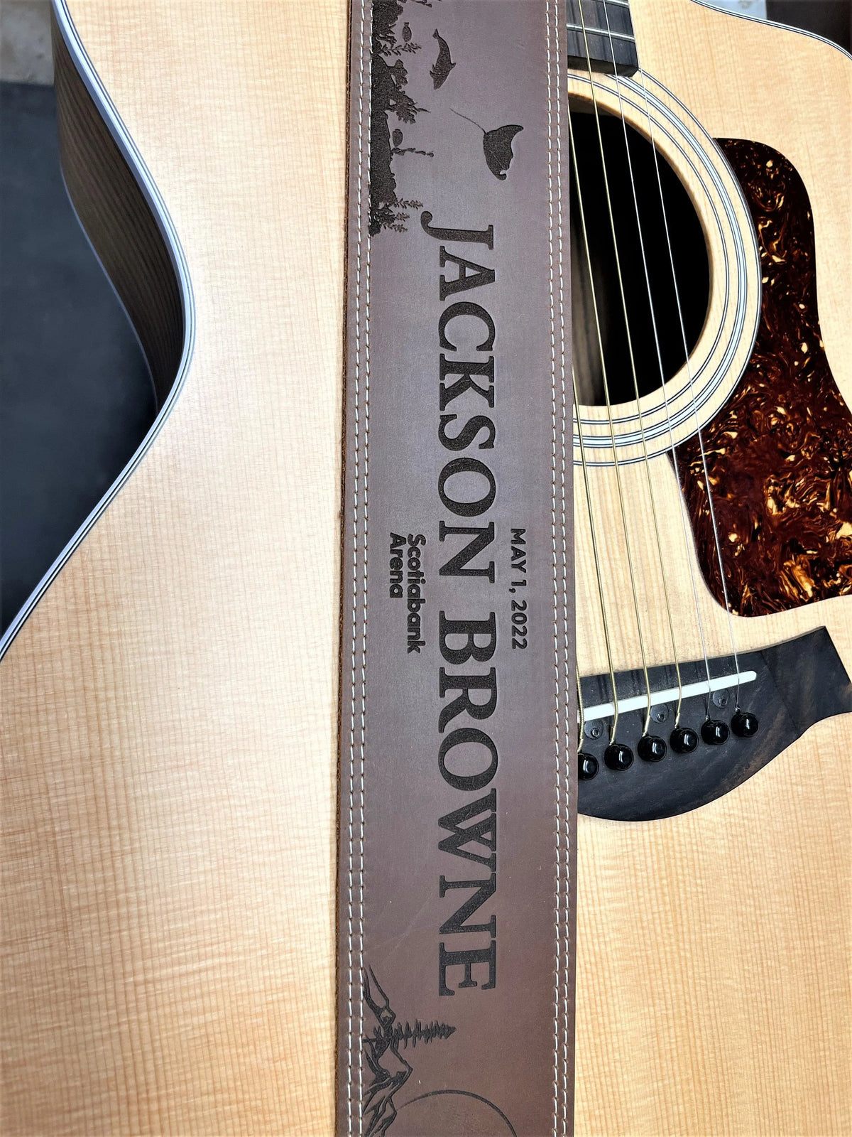 Double Stitch Butter Leather Guitar Straps.