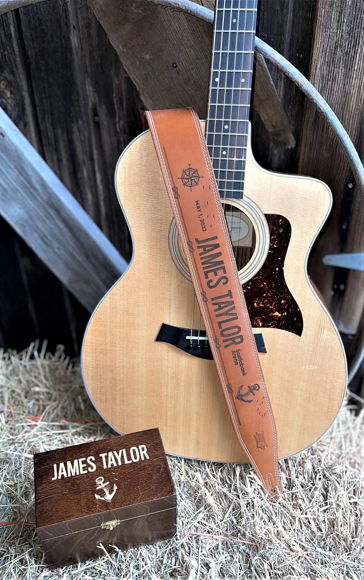Double Stitch Butter Leather Guitar Straps.