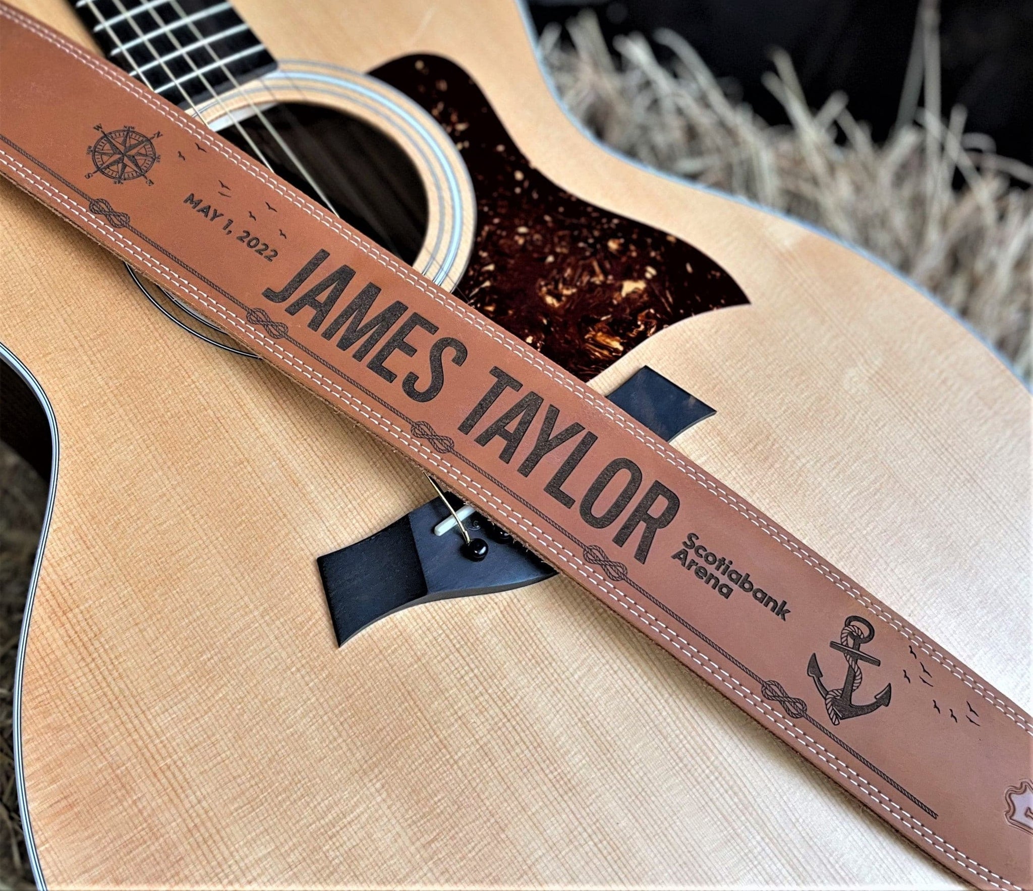 Custom Leather Guitar Strap, Deluxe Hand Tooled Basket Weave