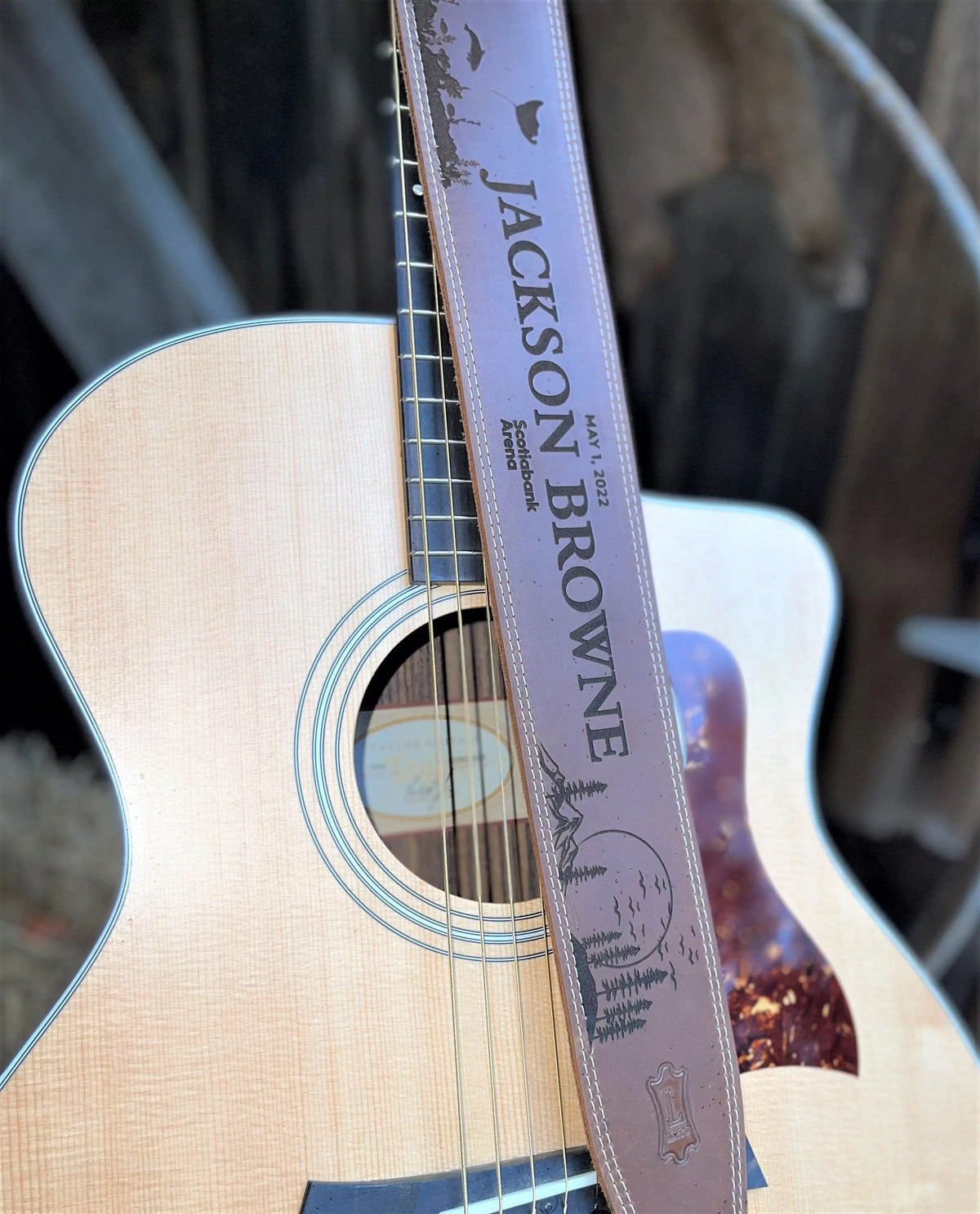 Double Stitch Butter Leather Guitar Straps.