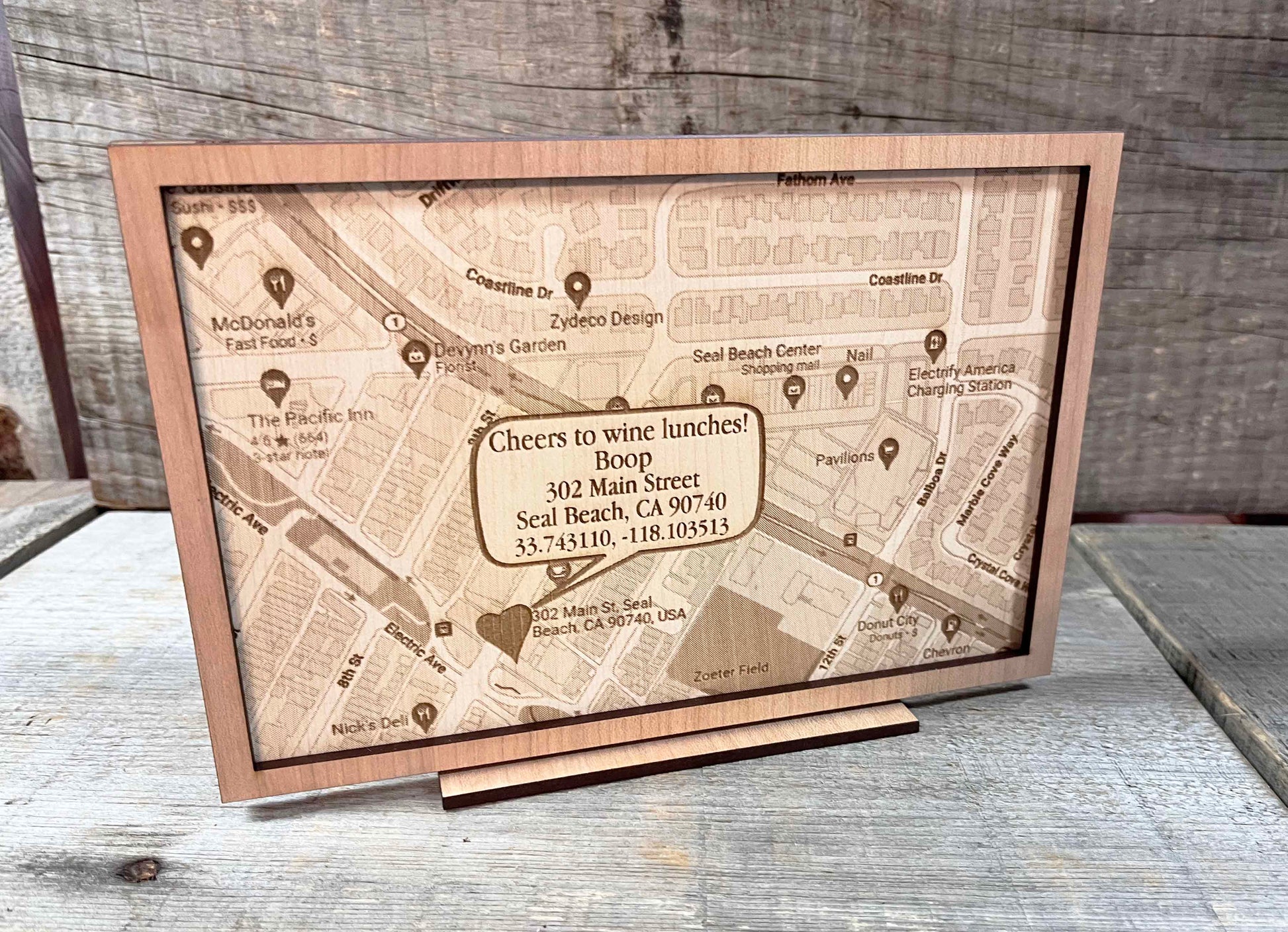 Custom Wooden Map Sign.