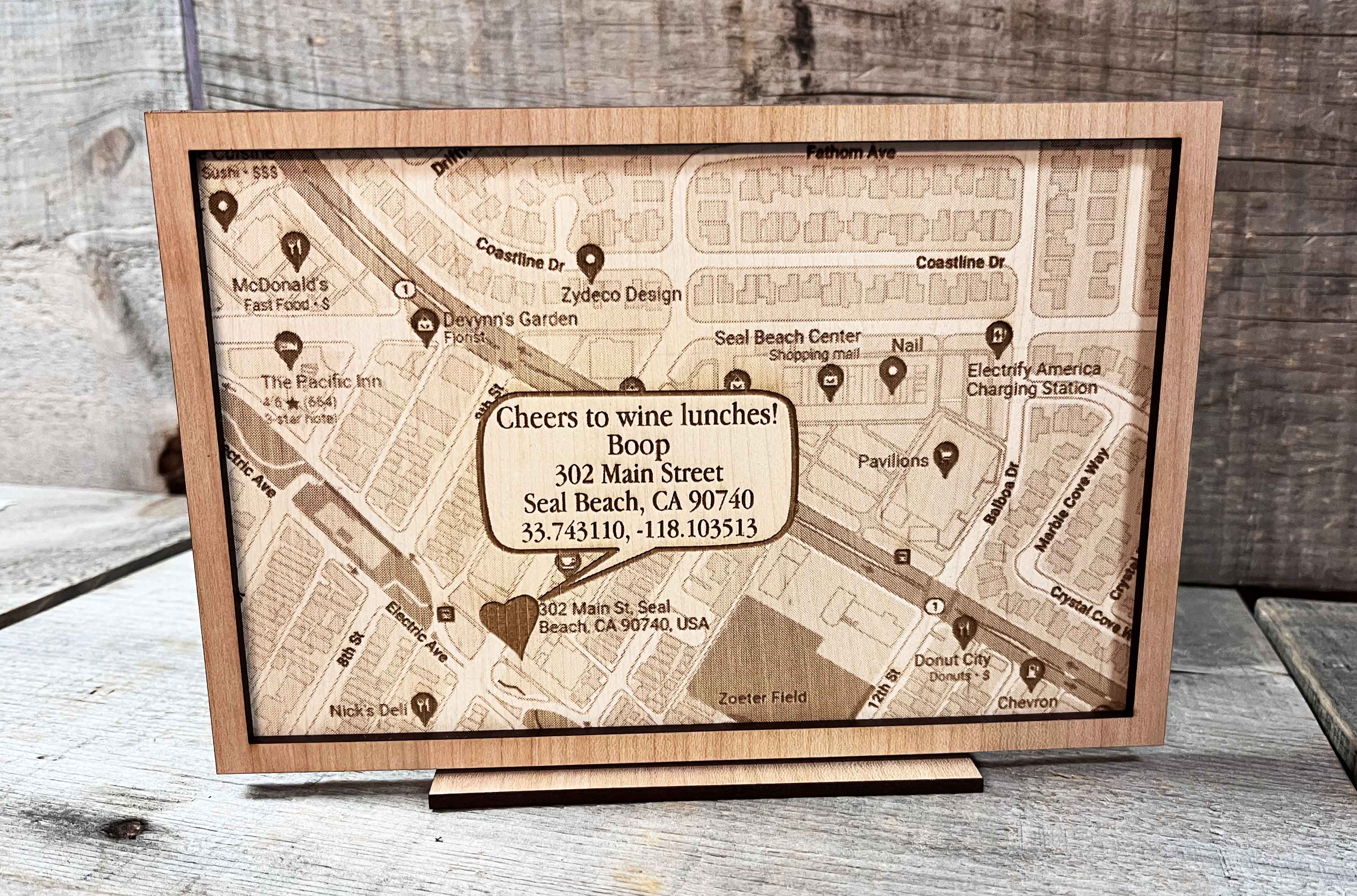 Custom Wooden Map Sign.