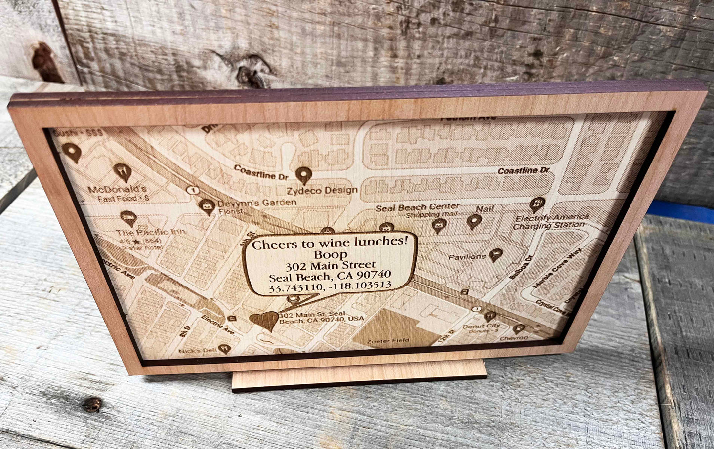 Custom Wooden Map Sign.