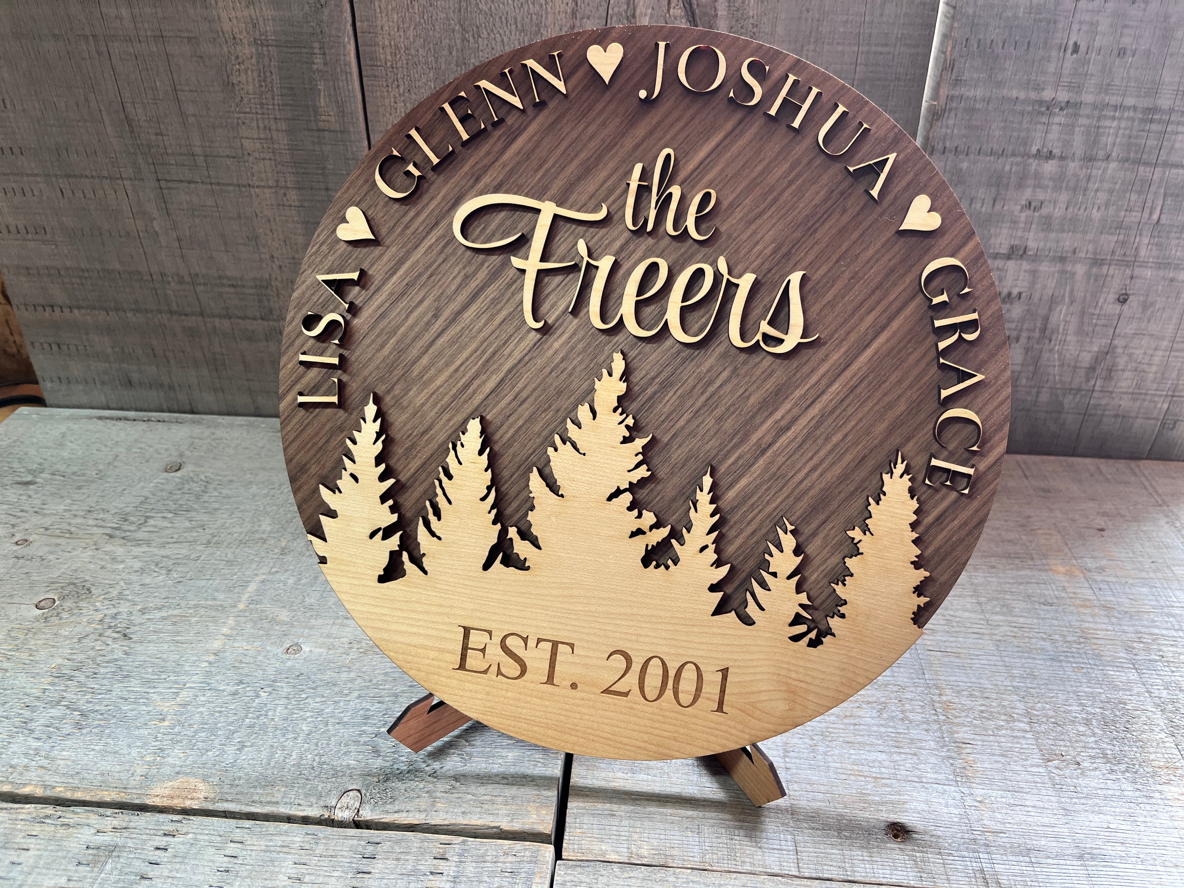 Wooden Dual Layer Family Sign.