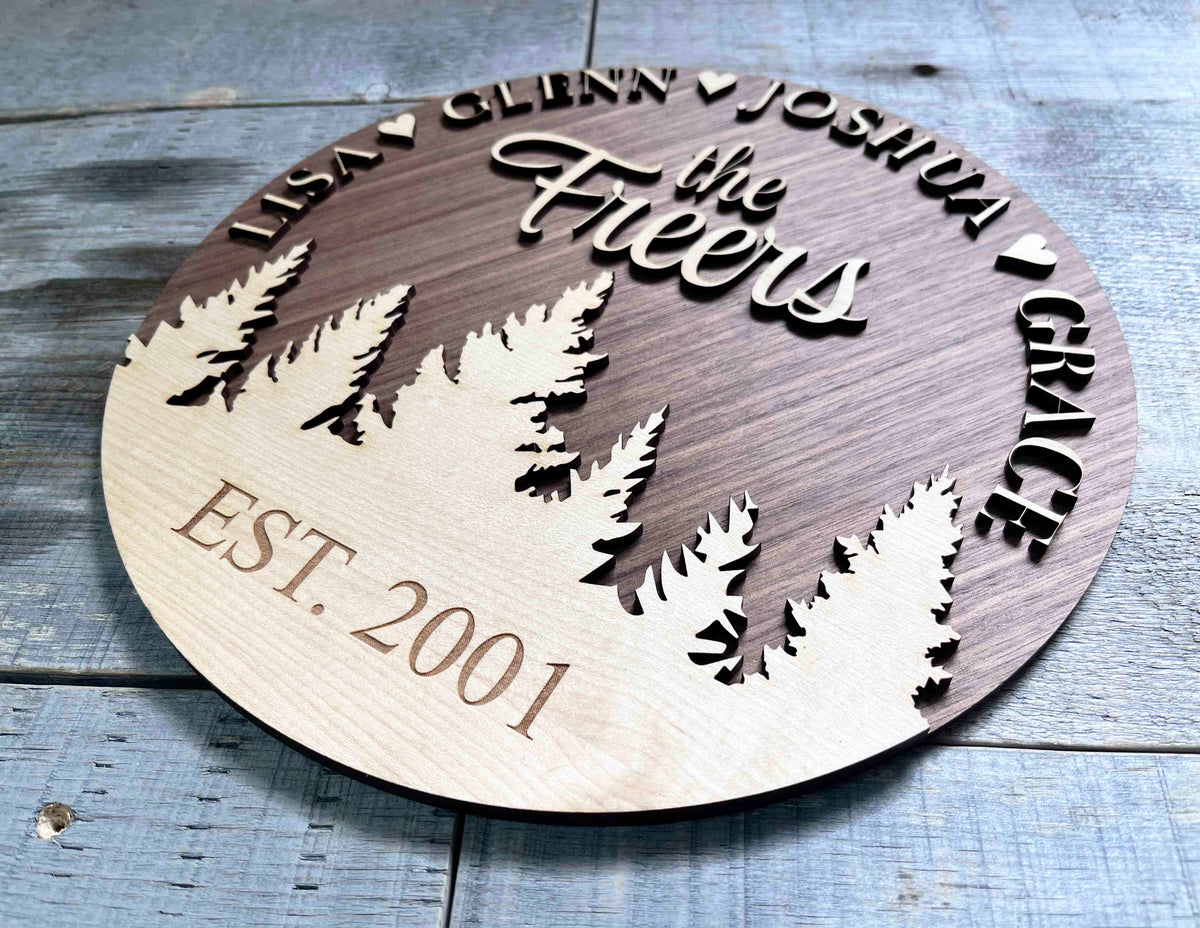 Wooden Dual Layer Family Sign.