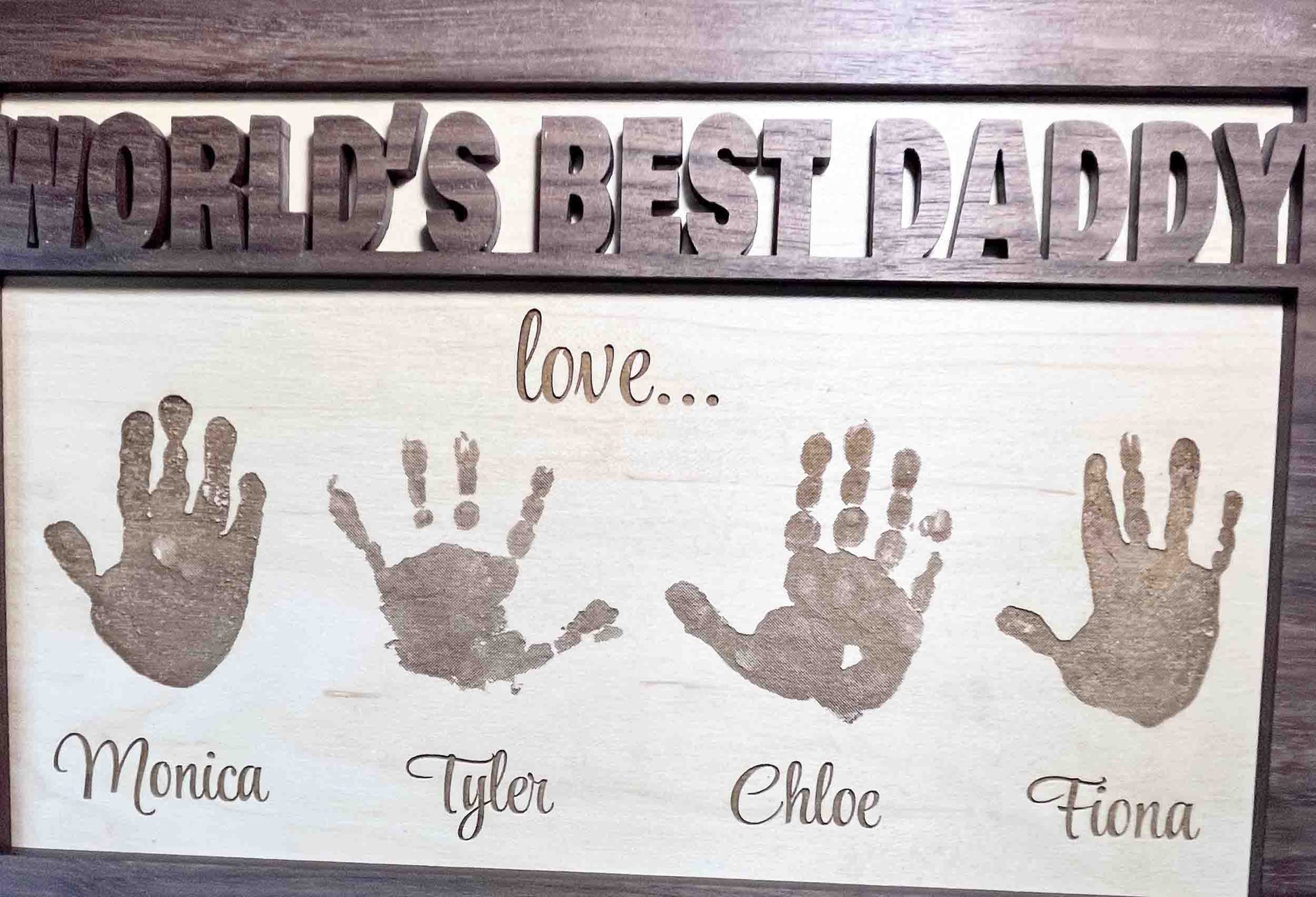 Father's Day Sign With Hand or Footprints.