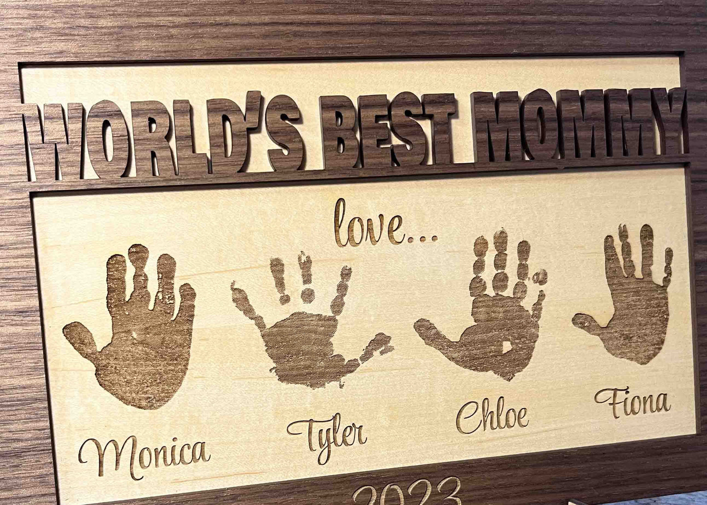 Mother's Day Sign With Hand or Footprints.