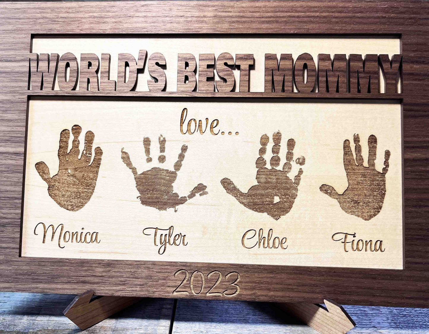 Mother's Day Sign With Hand or Footprints.