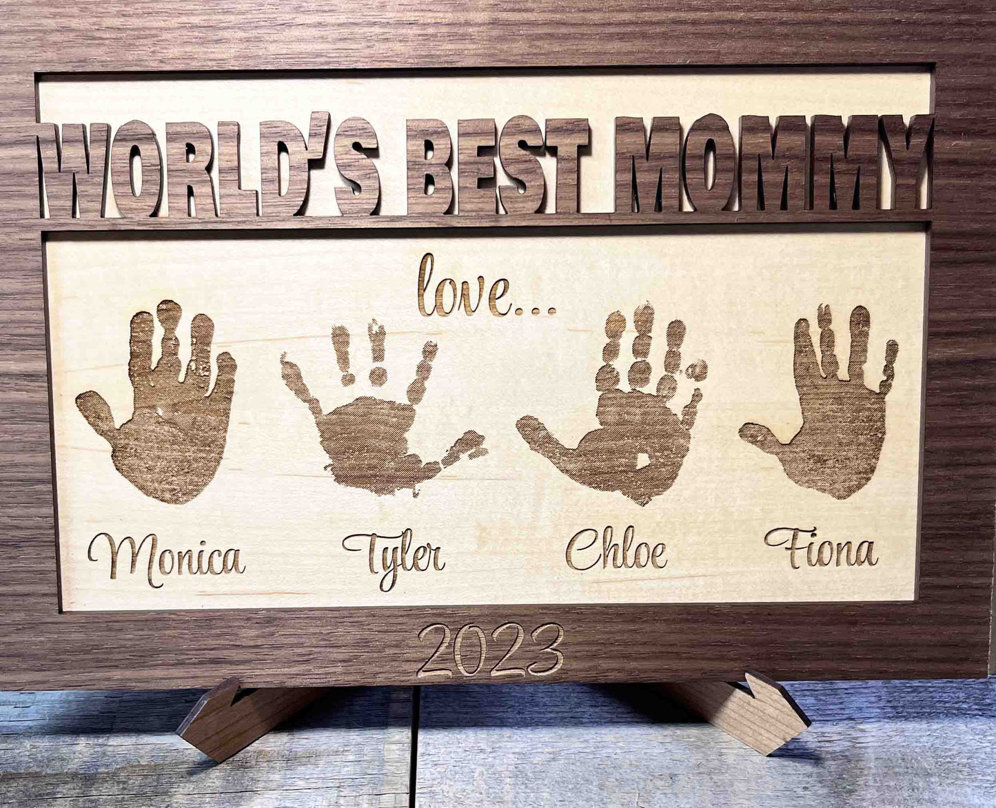 Mother's Day Sign With Hand or Footprints.