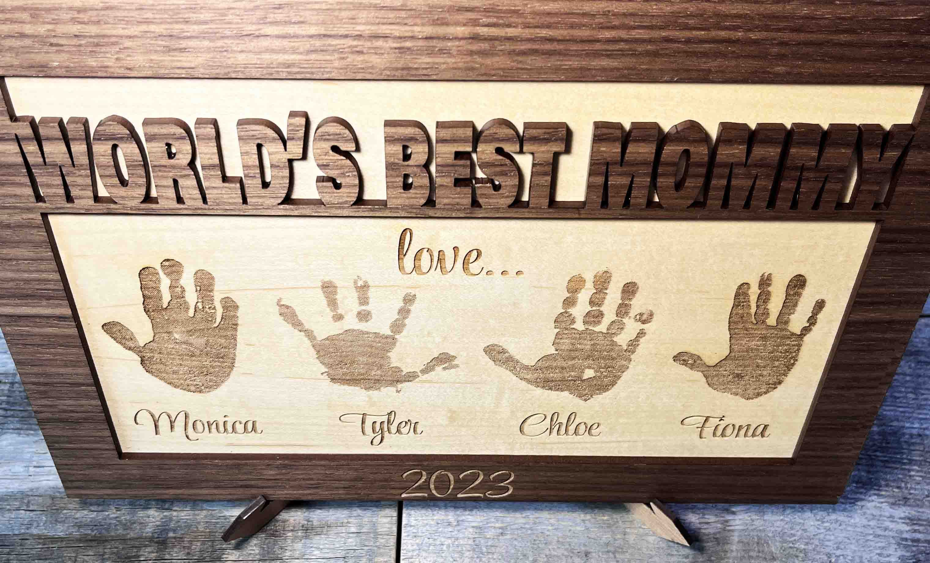 Mother's Day Sign With Hand or Footprints.