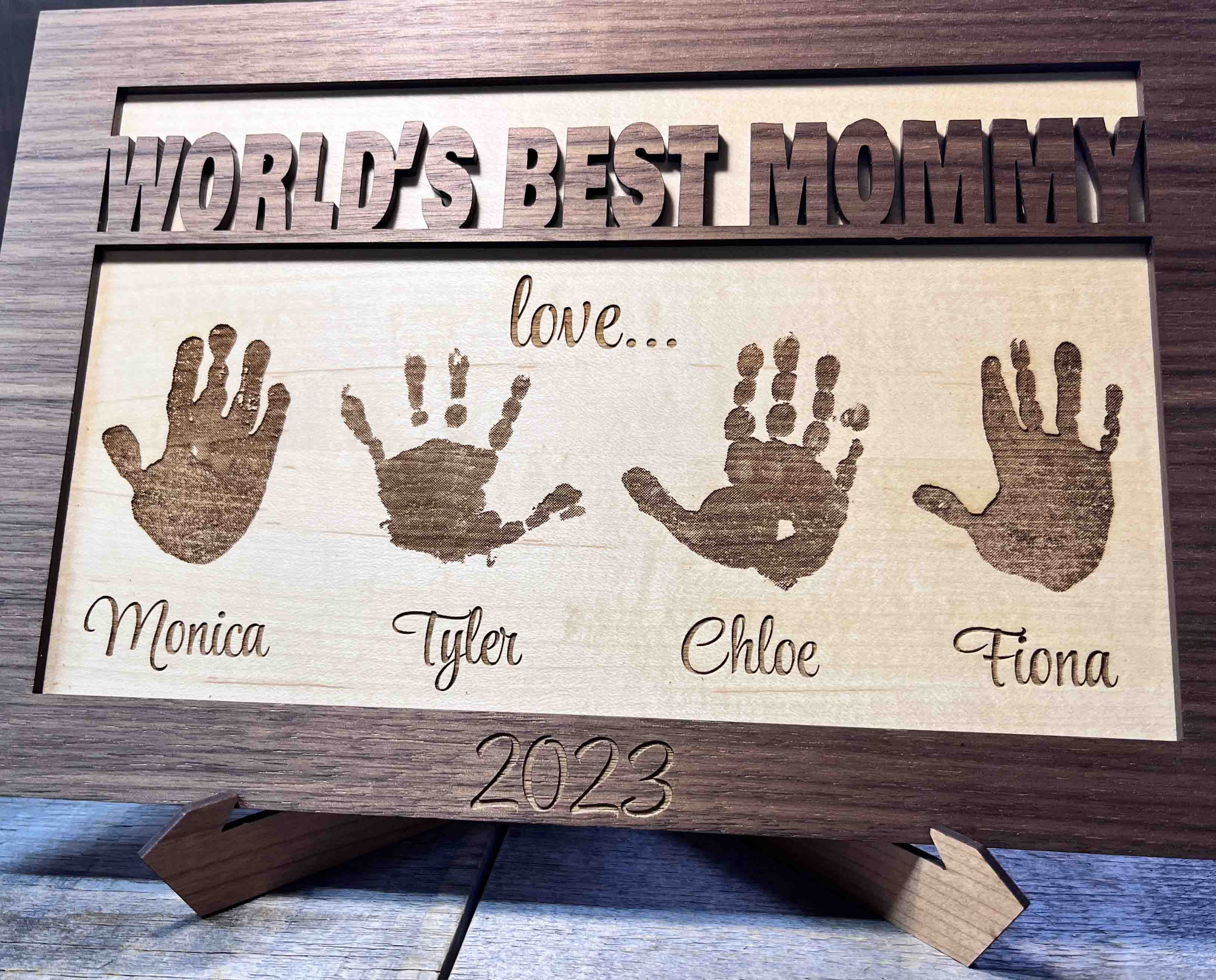 Mother's Day Sign With Hand or Footprints.