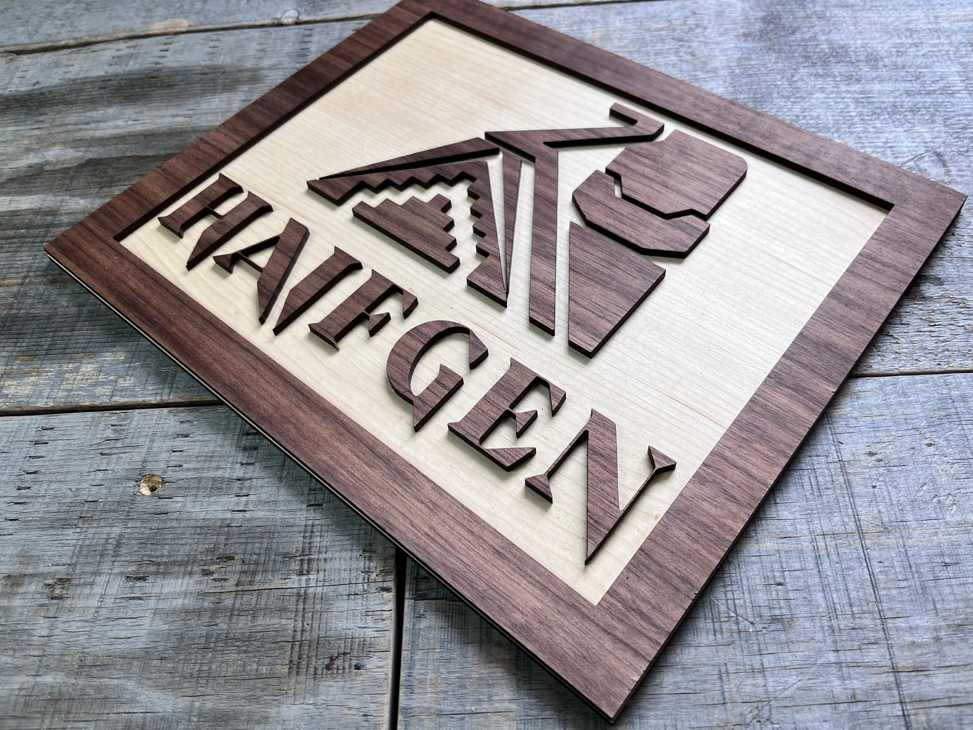 Wooden Dual Layer Custom Sign.