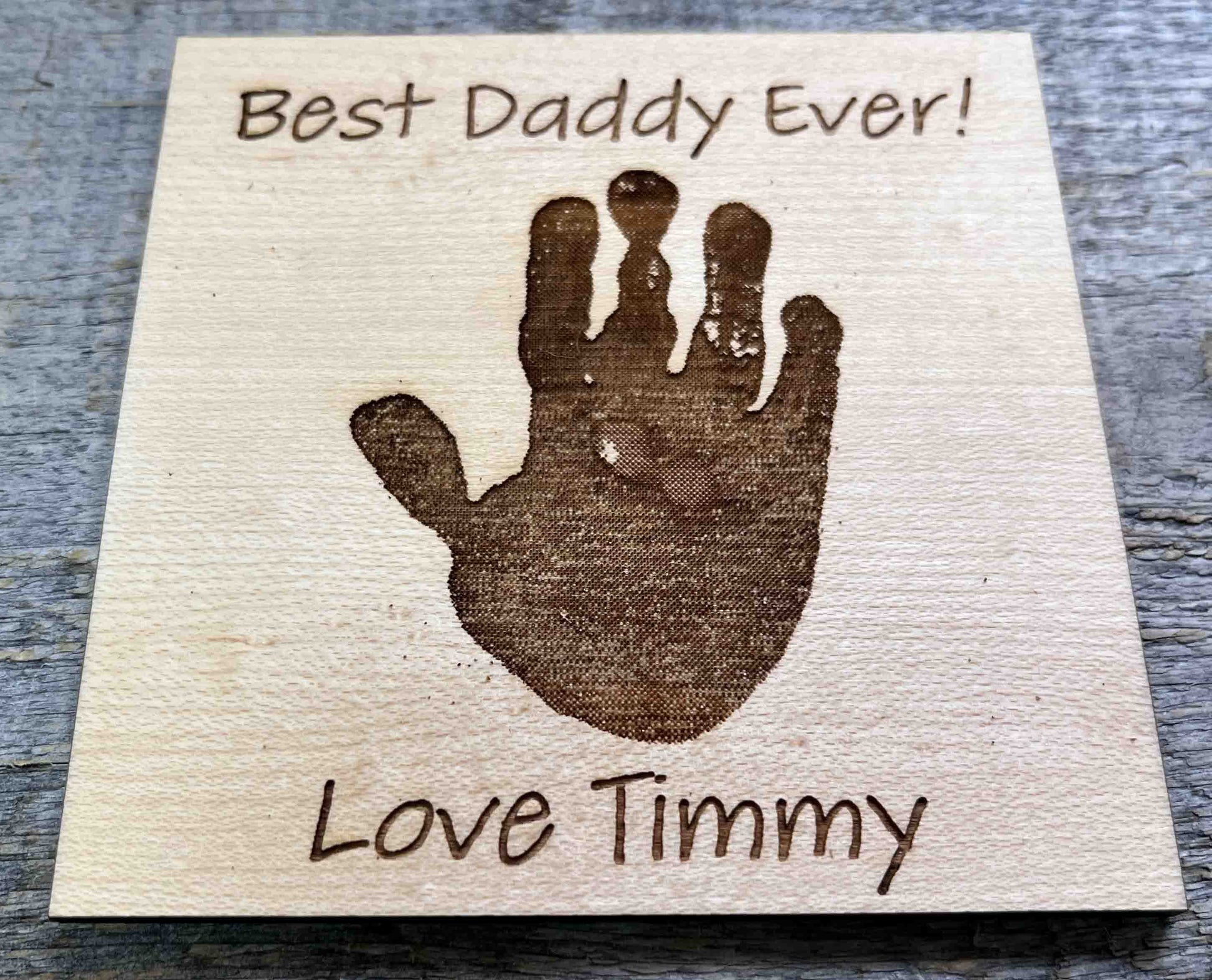 Hand or Footprint engraved Coasters For Mom and Dad.