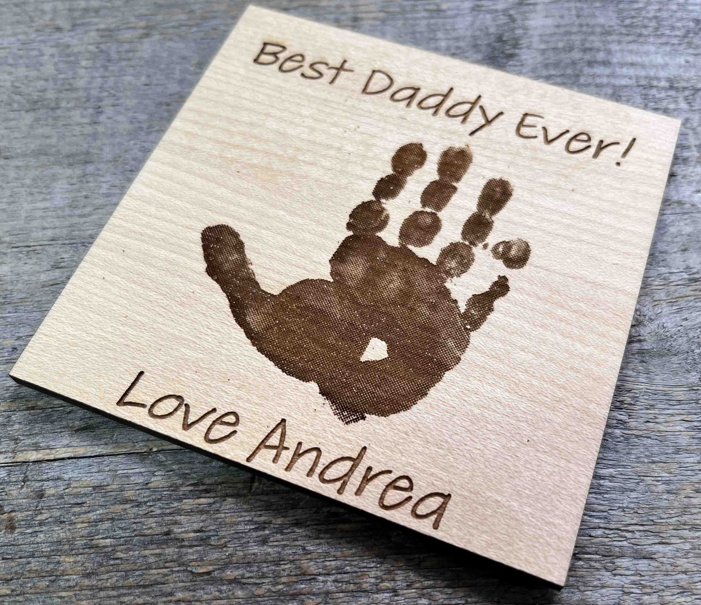 Hand or Footprint engraved Coasters For Mom and Dad.