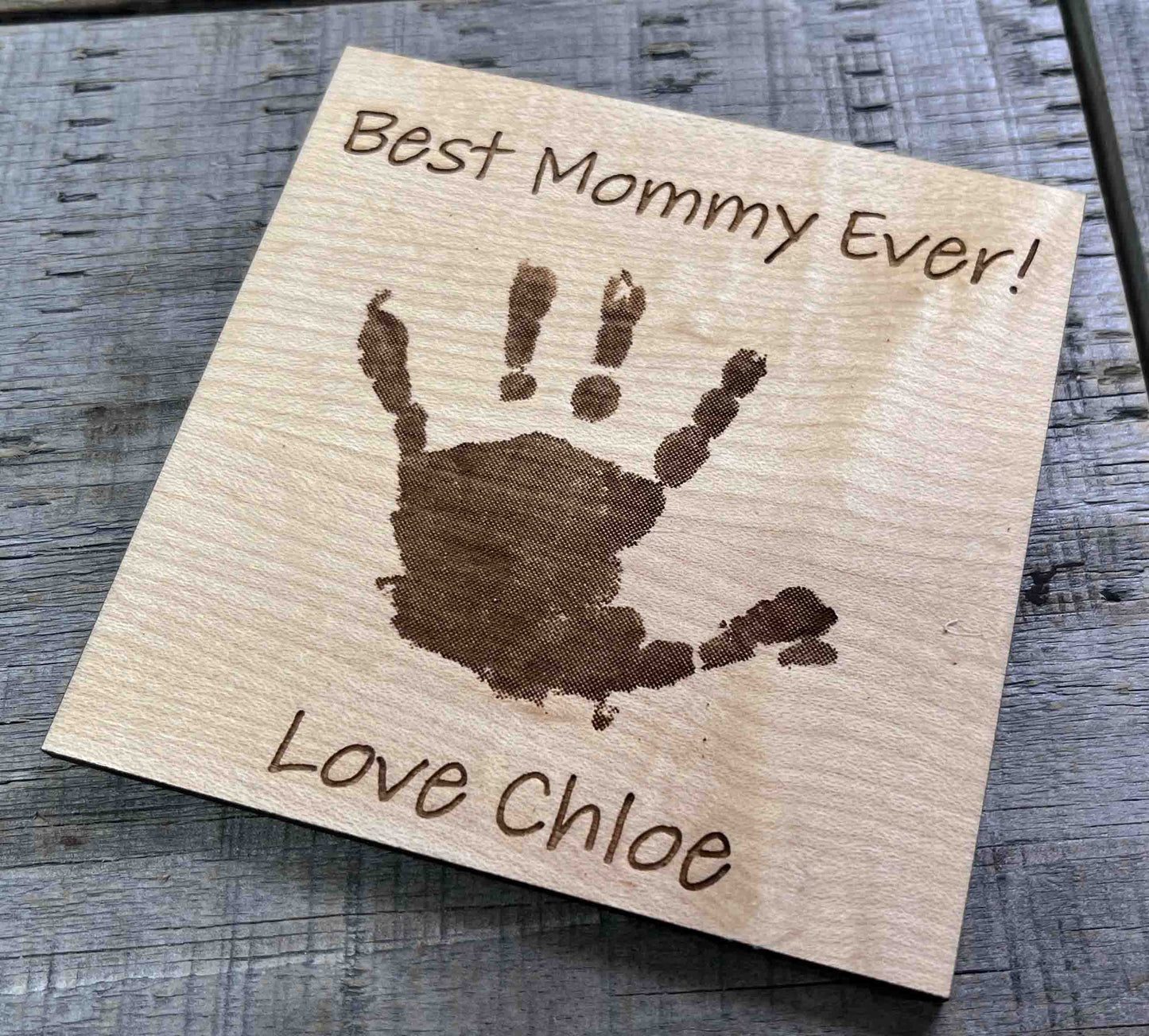 Hand or Footprint engraved Coasters For Mom and Dad.