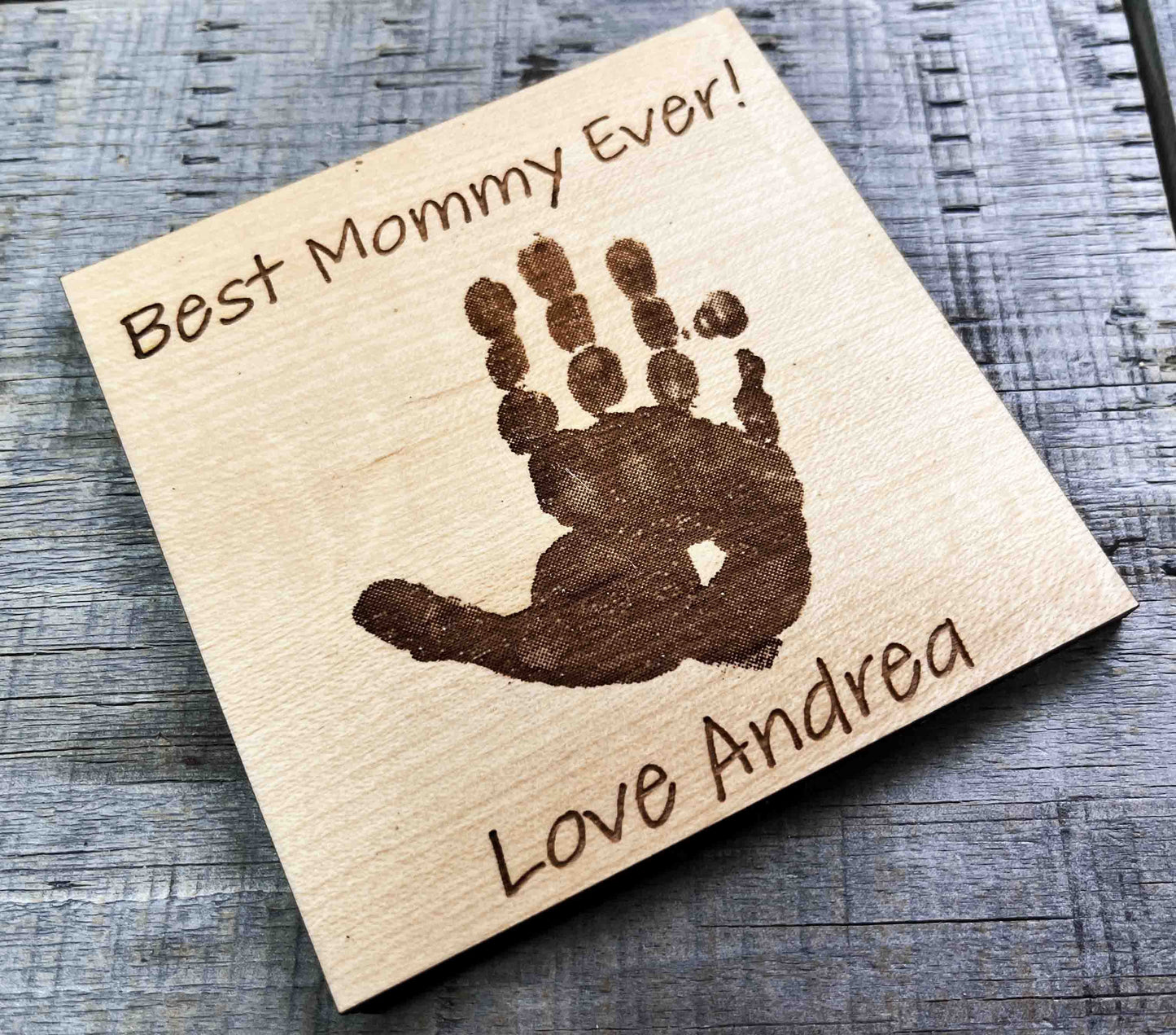 Hand or Footprint engraved Coasters For Mom and Dad.