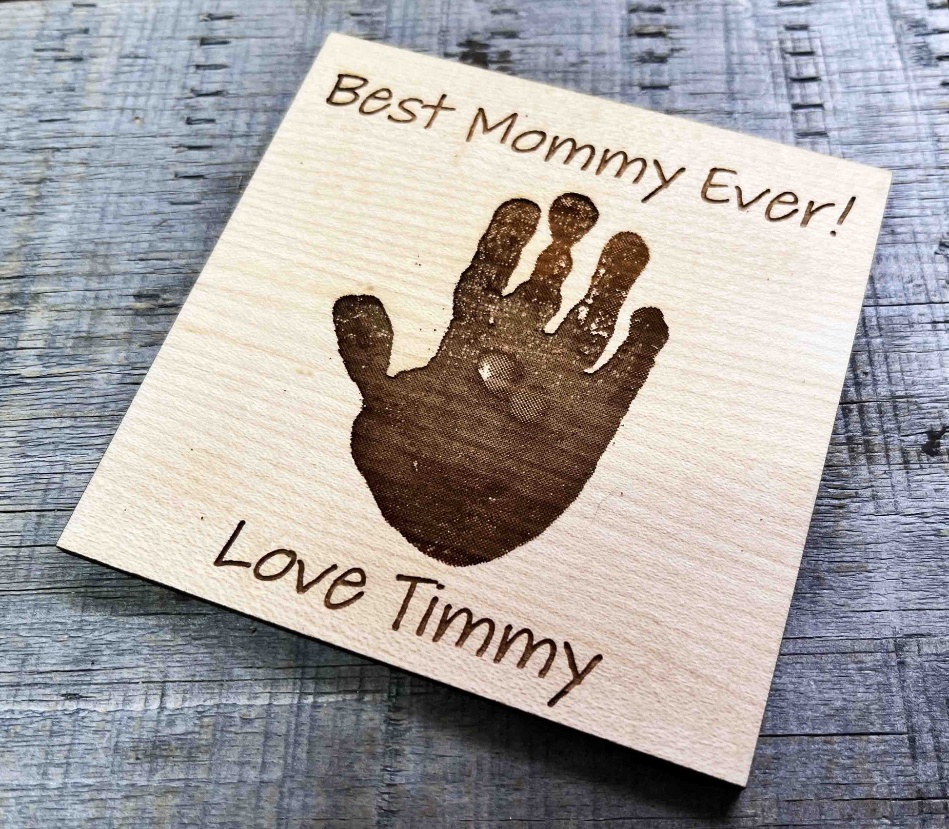 Hand or Footprint engraved Coasters For Mom and Dad.