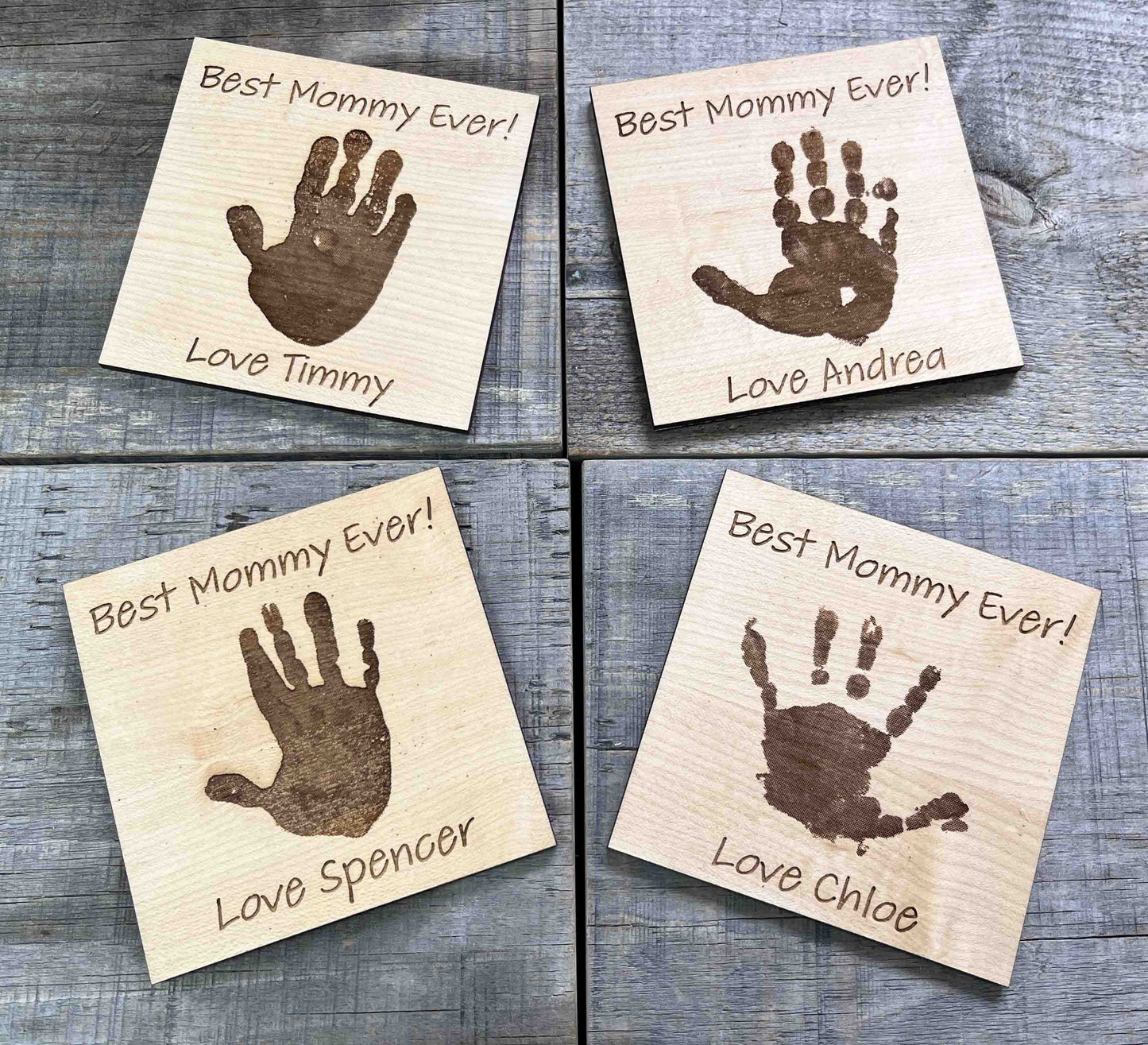 Hand or Footprint engraved Coasters For Mom and Dad.