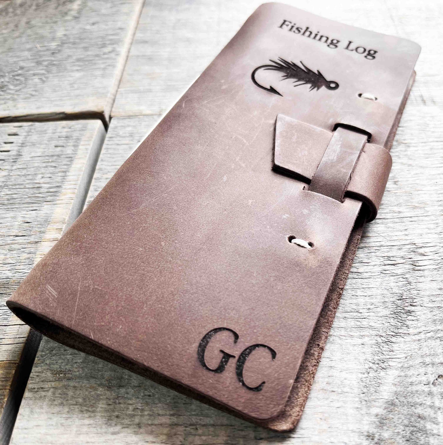 Fishing Log Premium Leather Engraved.