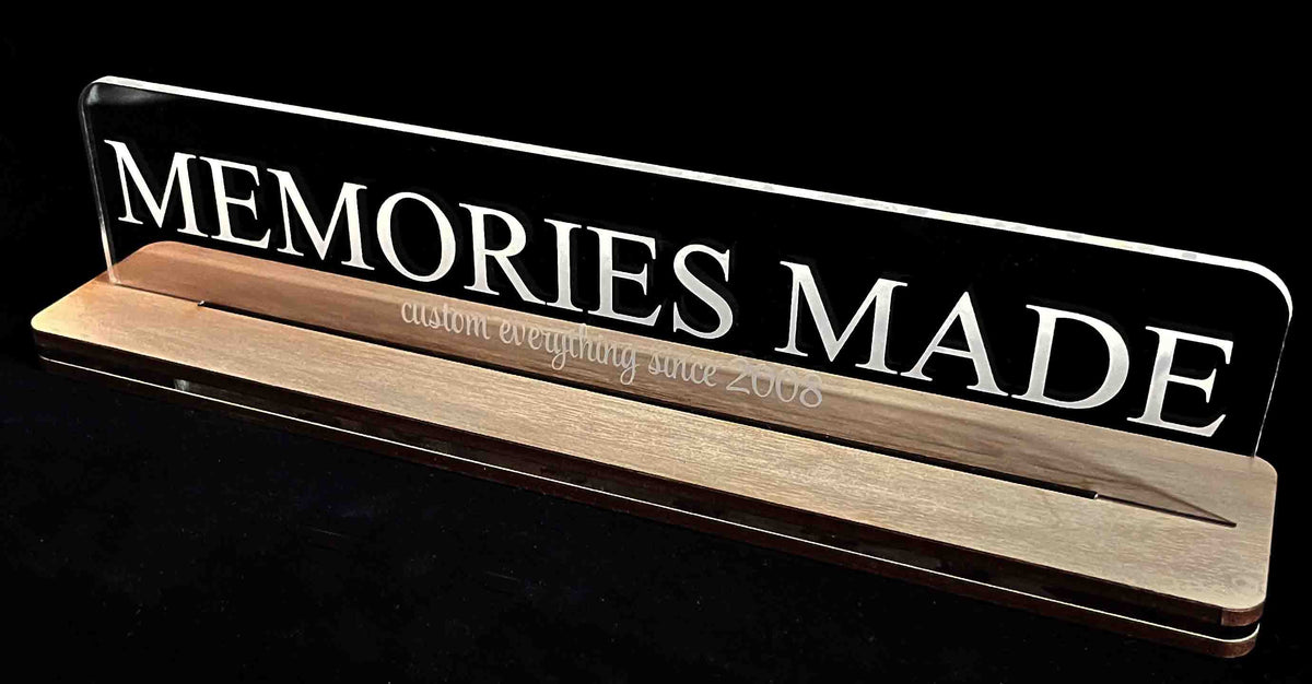 Acrylic and Wood Desk Name Plate.
