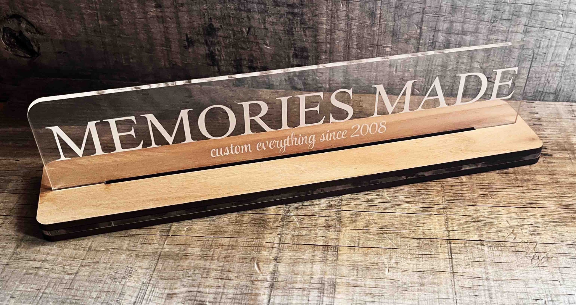 Acrylic and Wood Desk Name Plate.