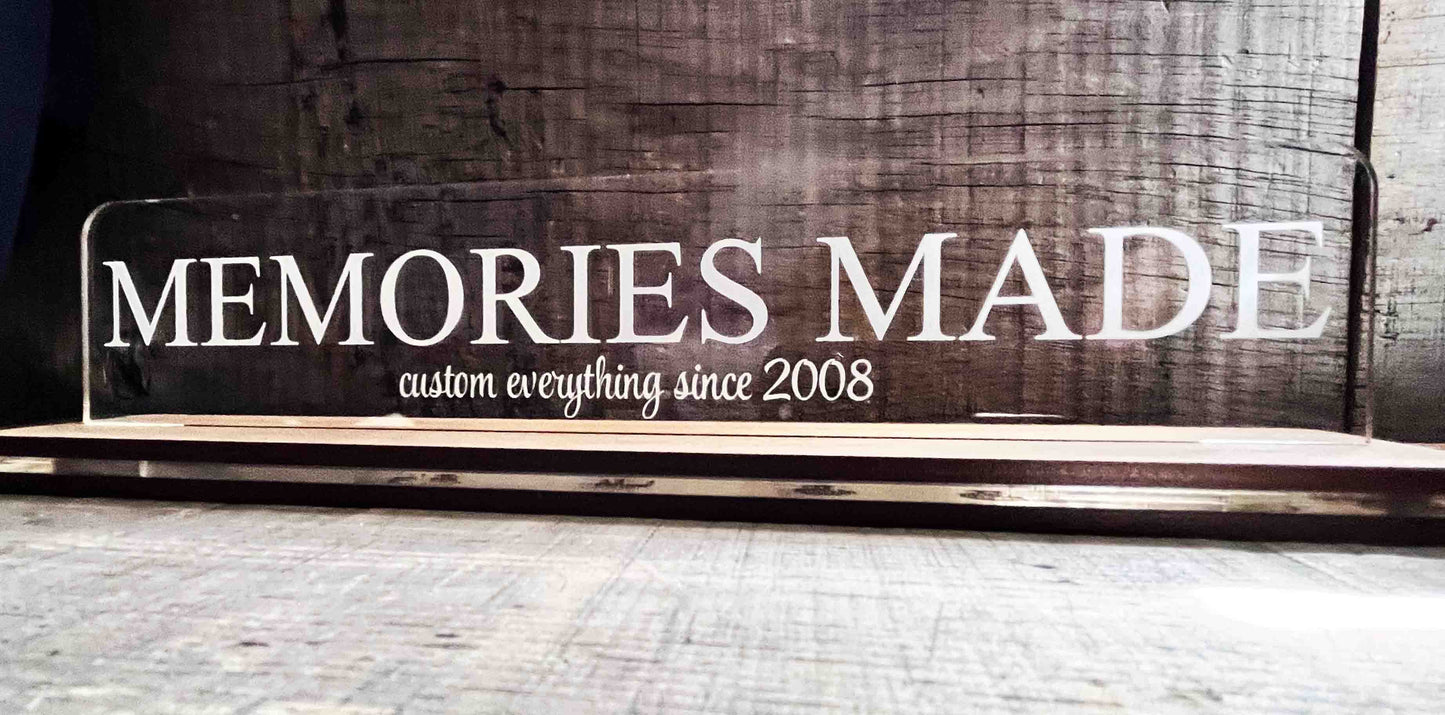 Acrylic and Wood Desk Name Plate.