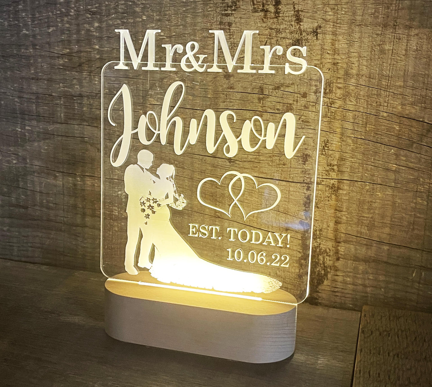 Mr and Mrs Wedding LED Sign - 7 Colour.