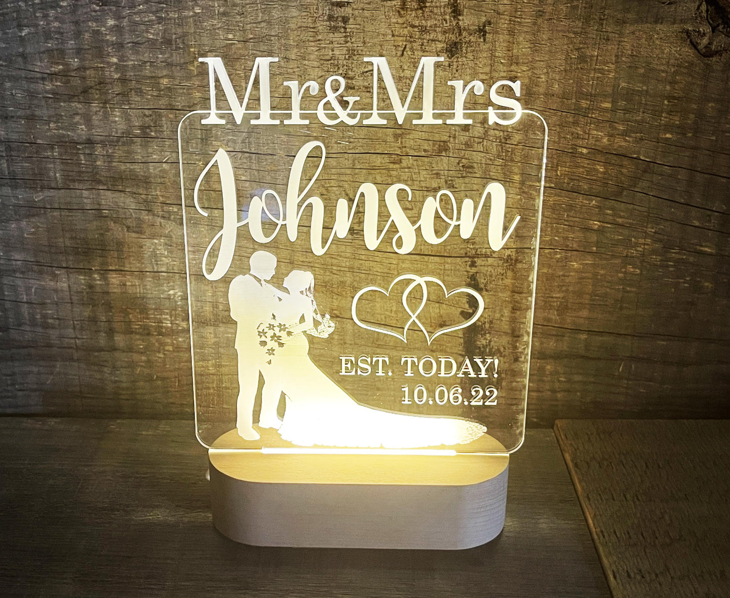 Mr and Mrs Wedding LED Sign - 7 Colour.