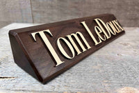 3D Maple and Walnut Desk Name Plate.