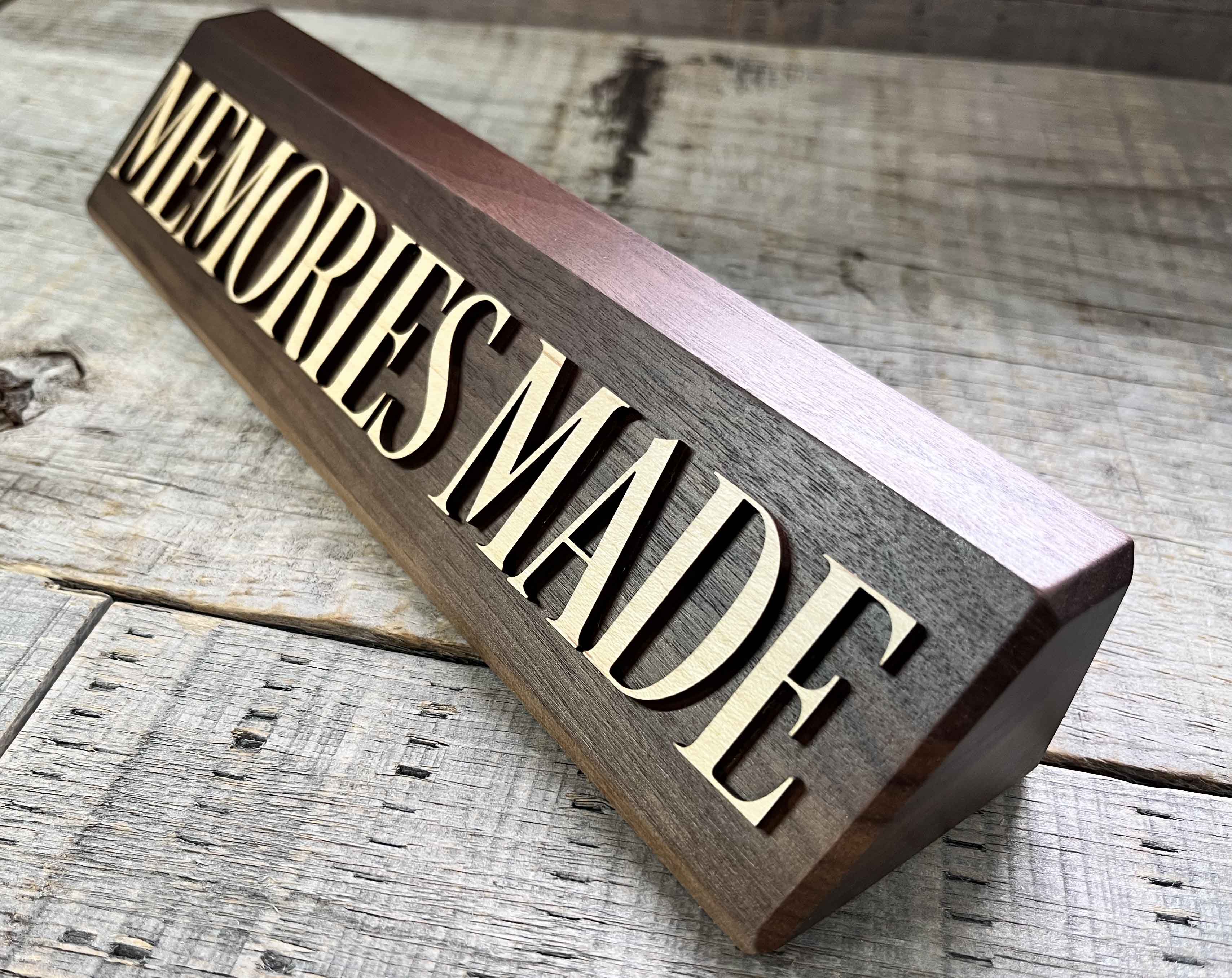 3D Maple and Walnut Desk Name Plate.