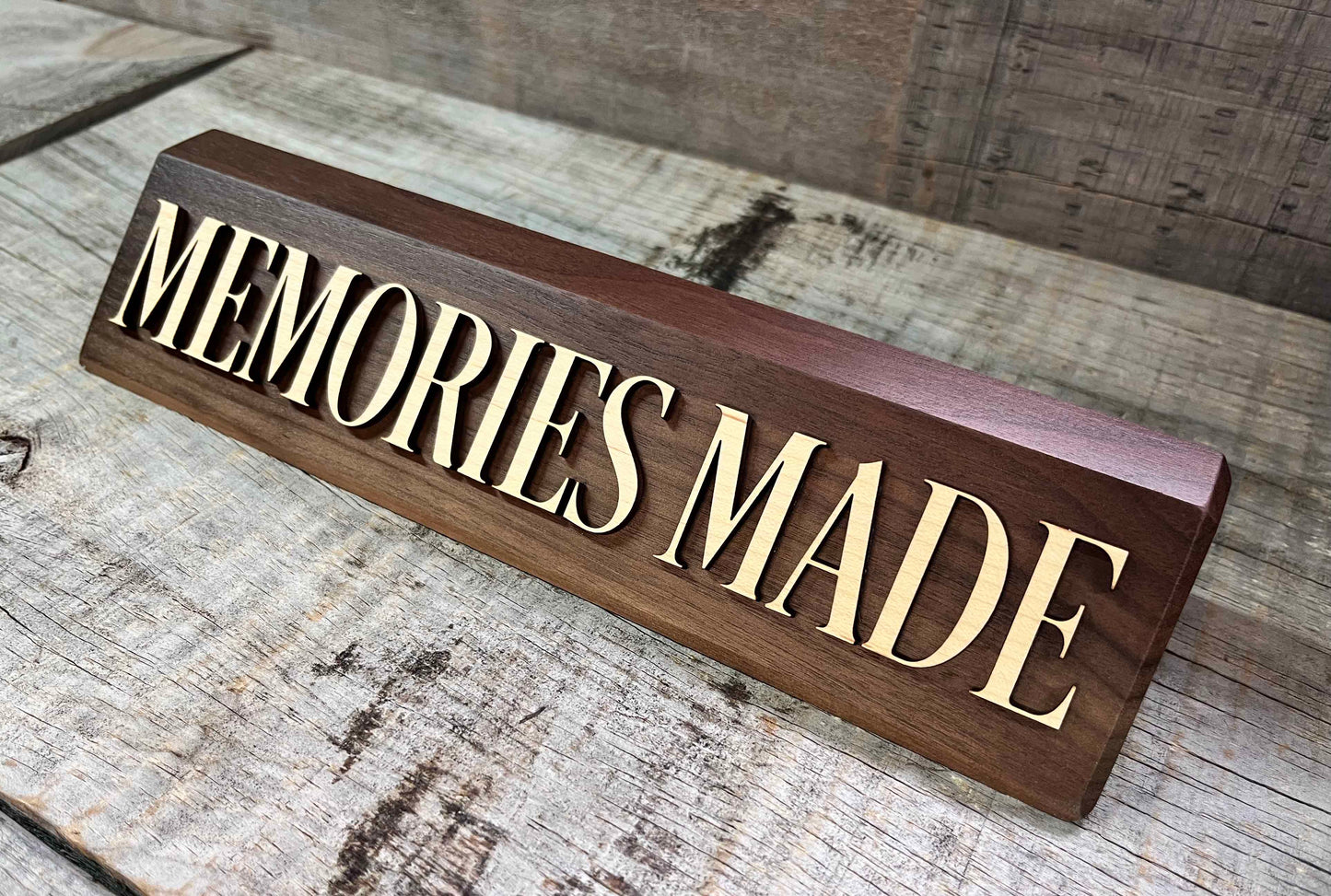 3D Maple and Walnut Desk Name Plate.