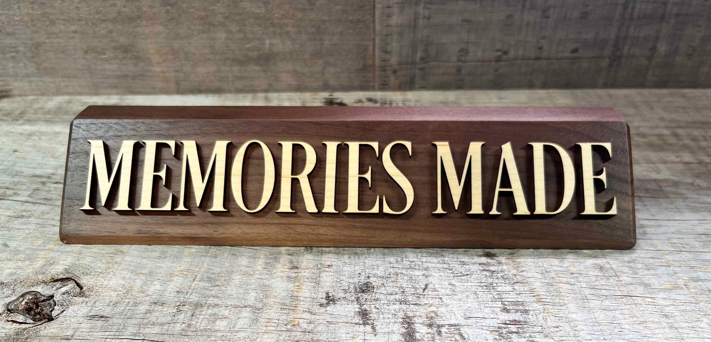 3D Maple and Walnut Desk Name Plate.