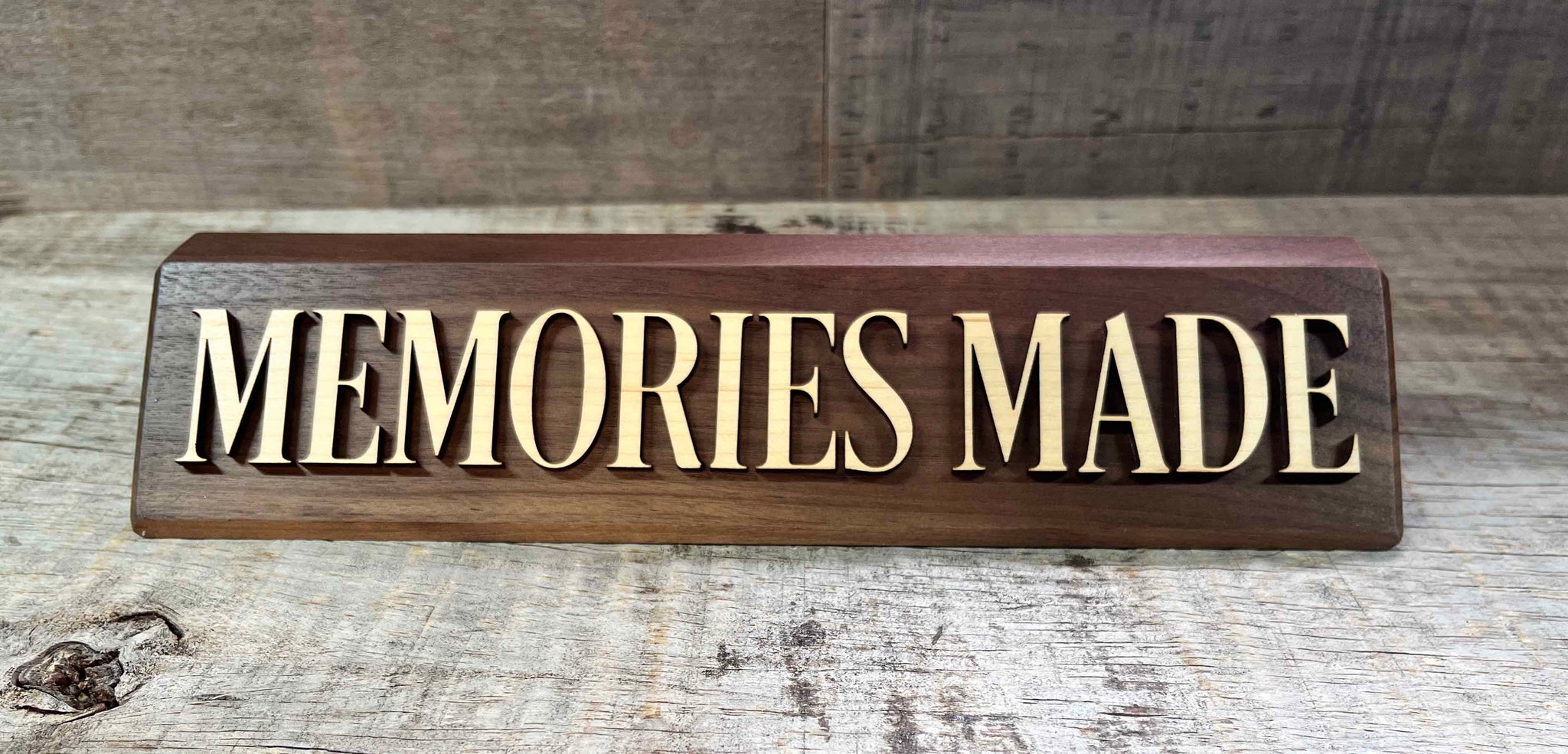 3D Maple and Walnut Desk Name Plate