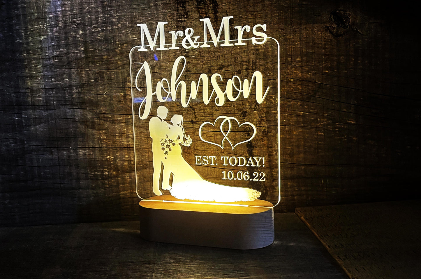 Mr and Mrs Wedding LED Sign - 7 Colour.