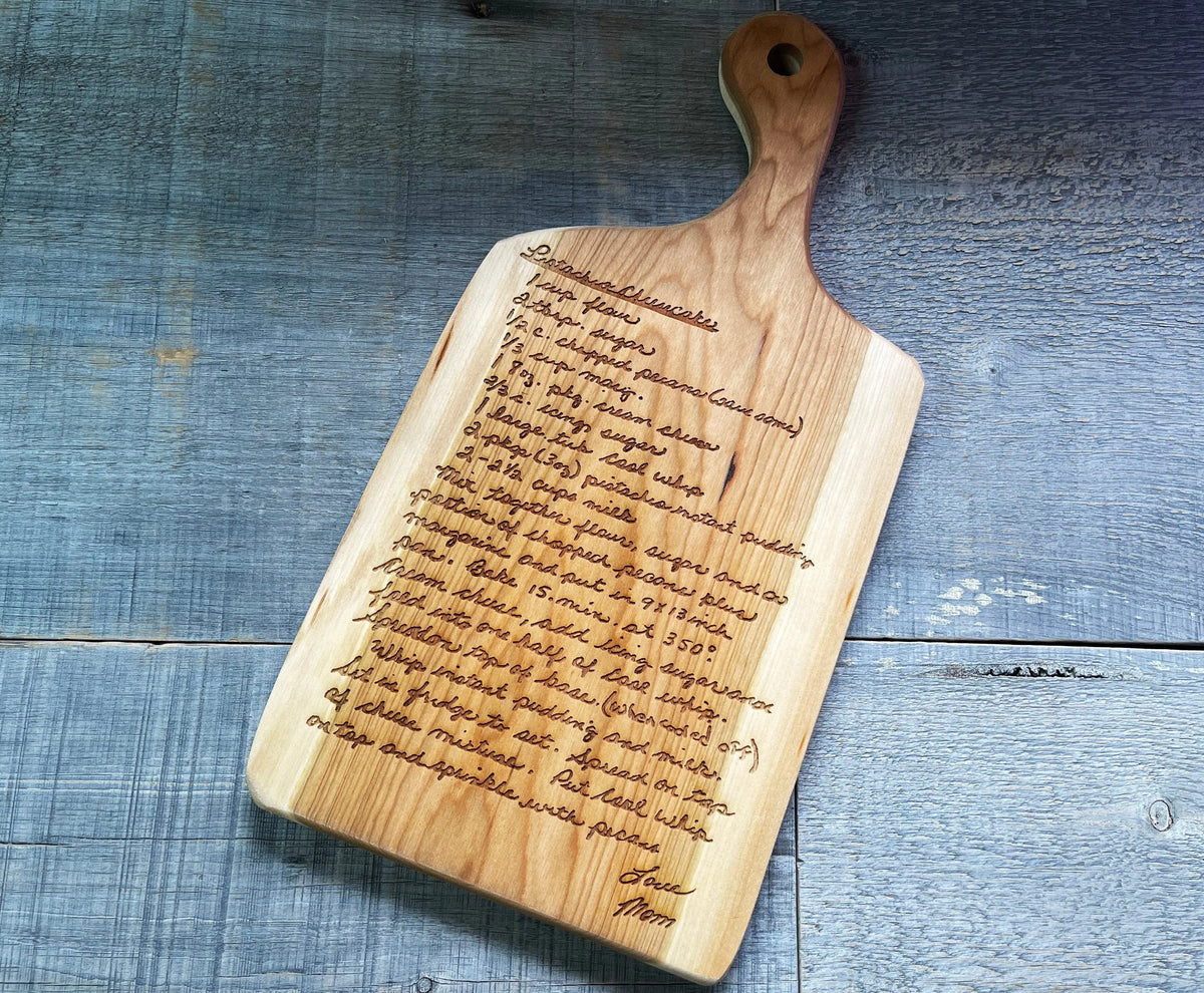 RECIPE ENGRAVED LIVE EDGE CUTTING BOARD.