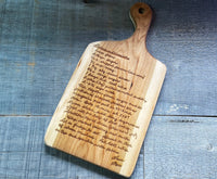 RECIPE ENGRAVED LIVE EDGE CUTTING BOARD.
