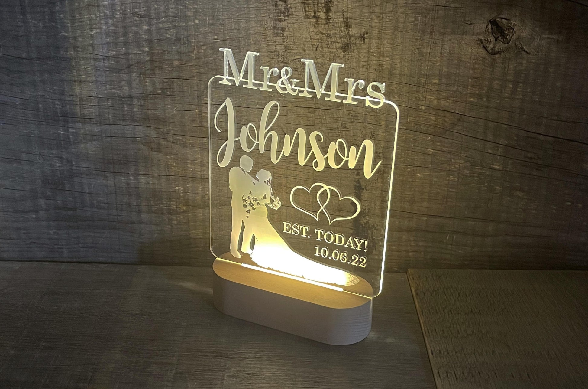 Mr and Mrs Wedding LED Sign - 7 Colour.