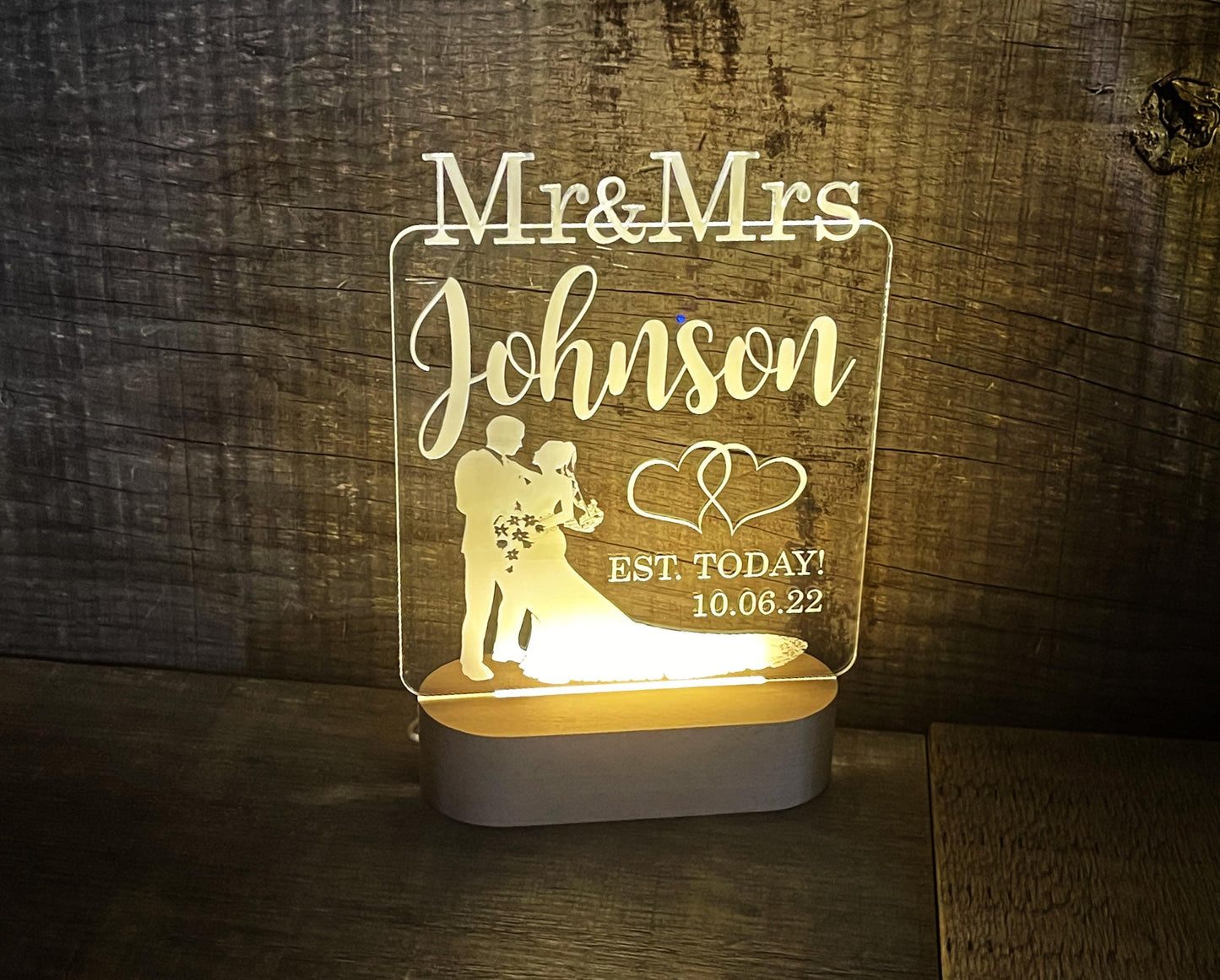 Mr and Mrs Wedding LED Sign - 7 Colour.