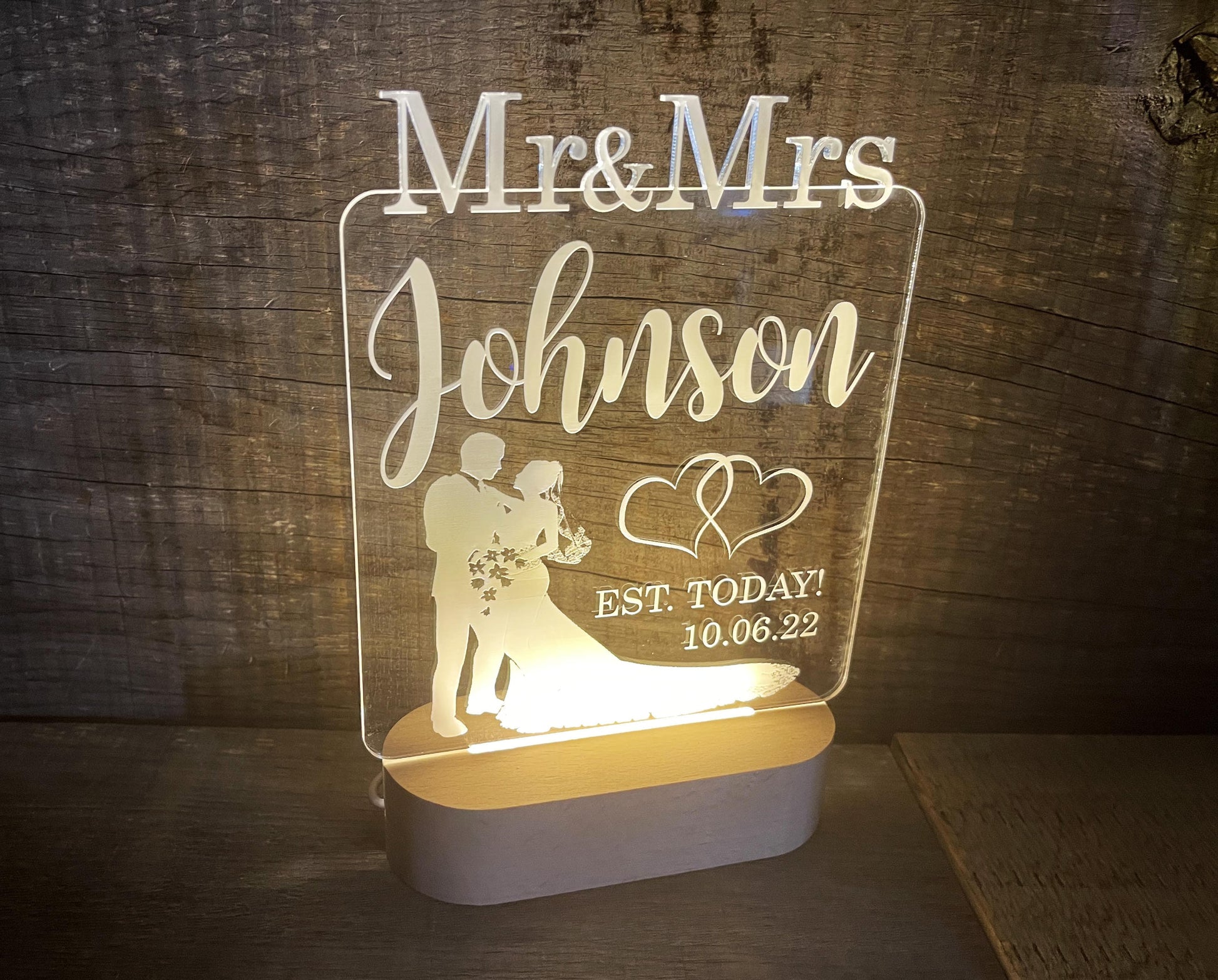 Mr and Mrs Wedding LED Sign - 7 Colour.